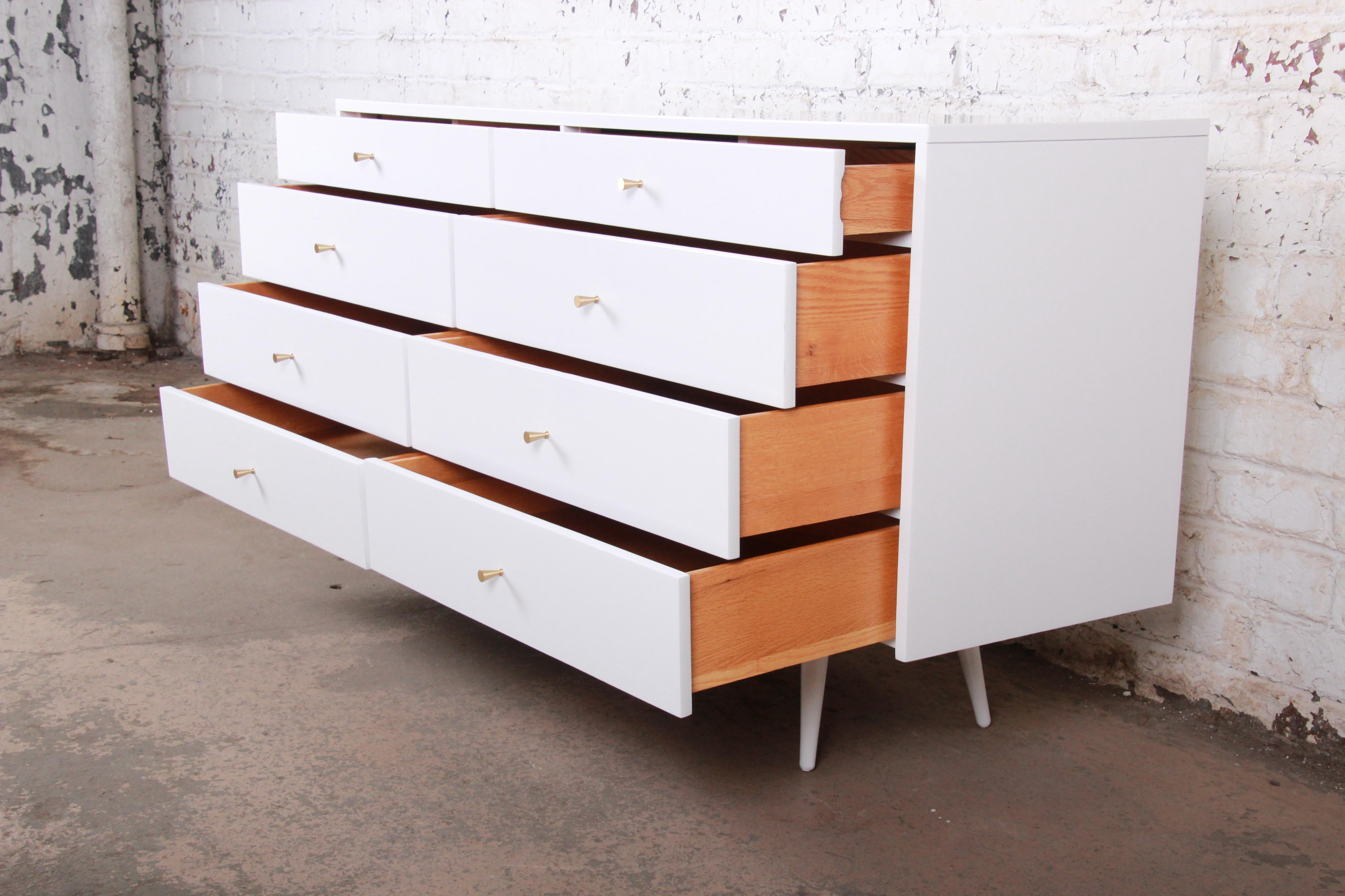 Birch Paul McCobb Planner Group White Lacquered Dresser or Credenza, Newly Restored