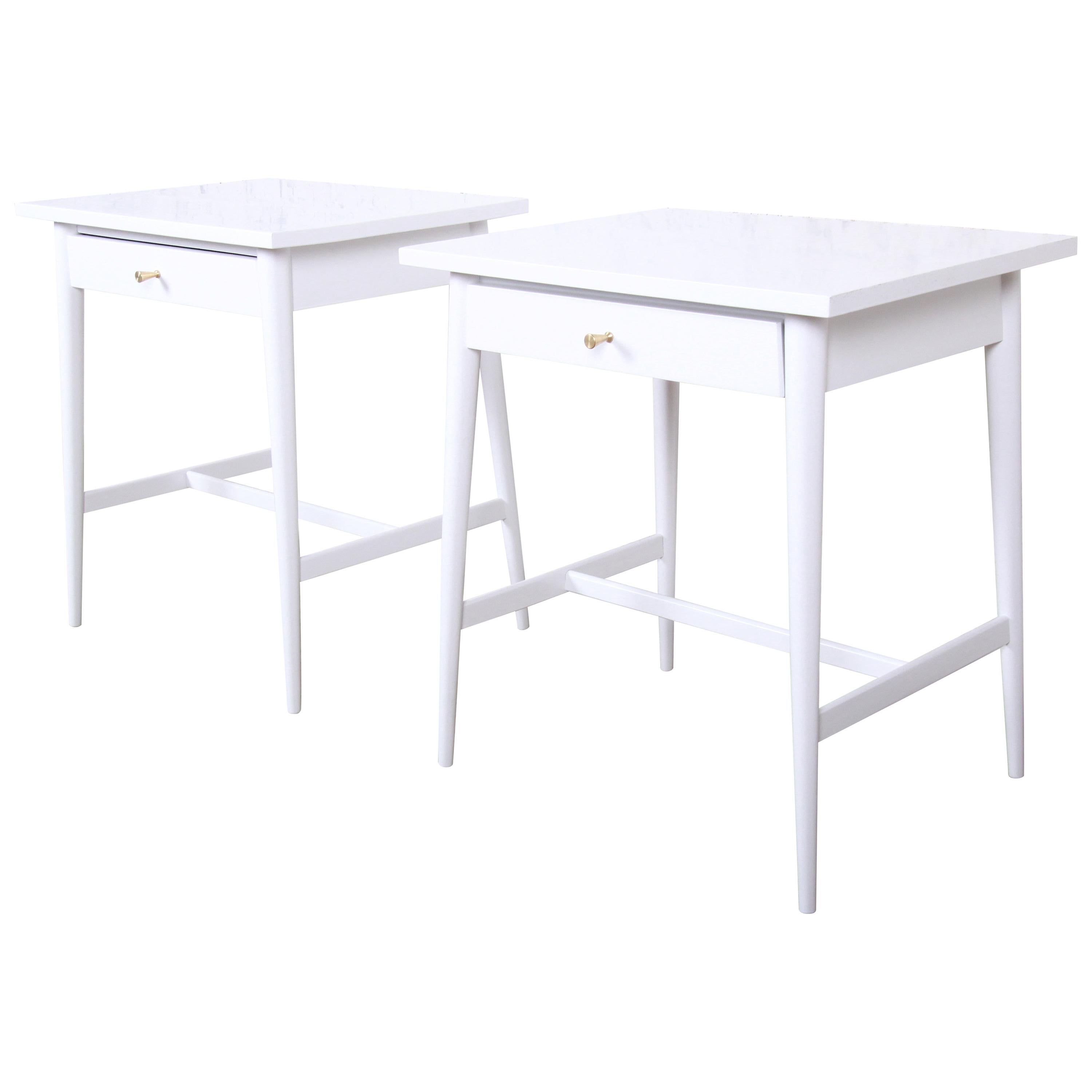 Paul McCobb Planner Group White Lacquered Nightstands, Newly Refinished