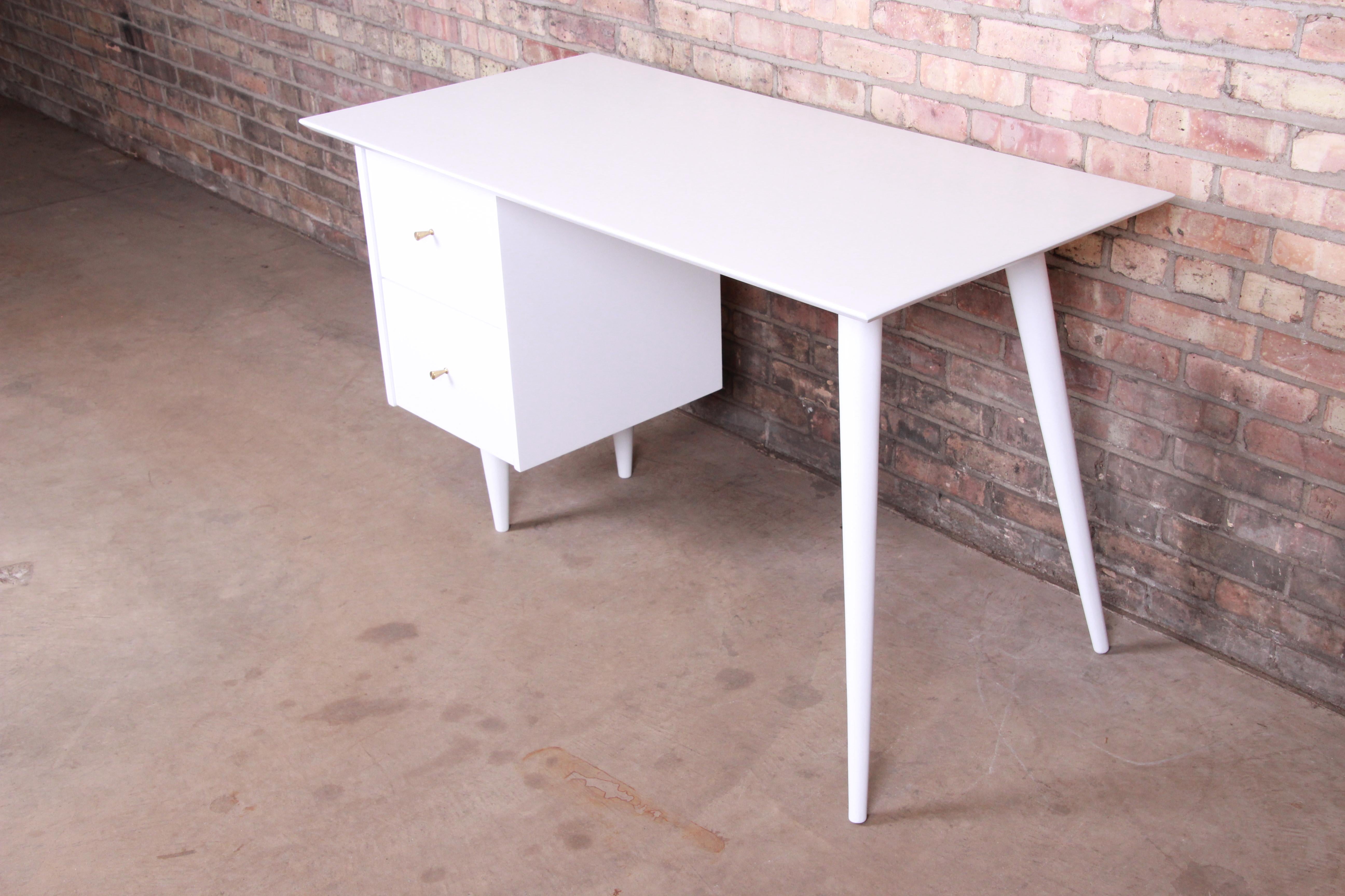 Mid-Century Modern Paul McCobb Planner Group White Lacquered Writing Desk, Newly Restored