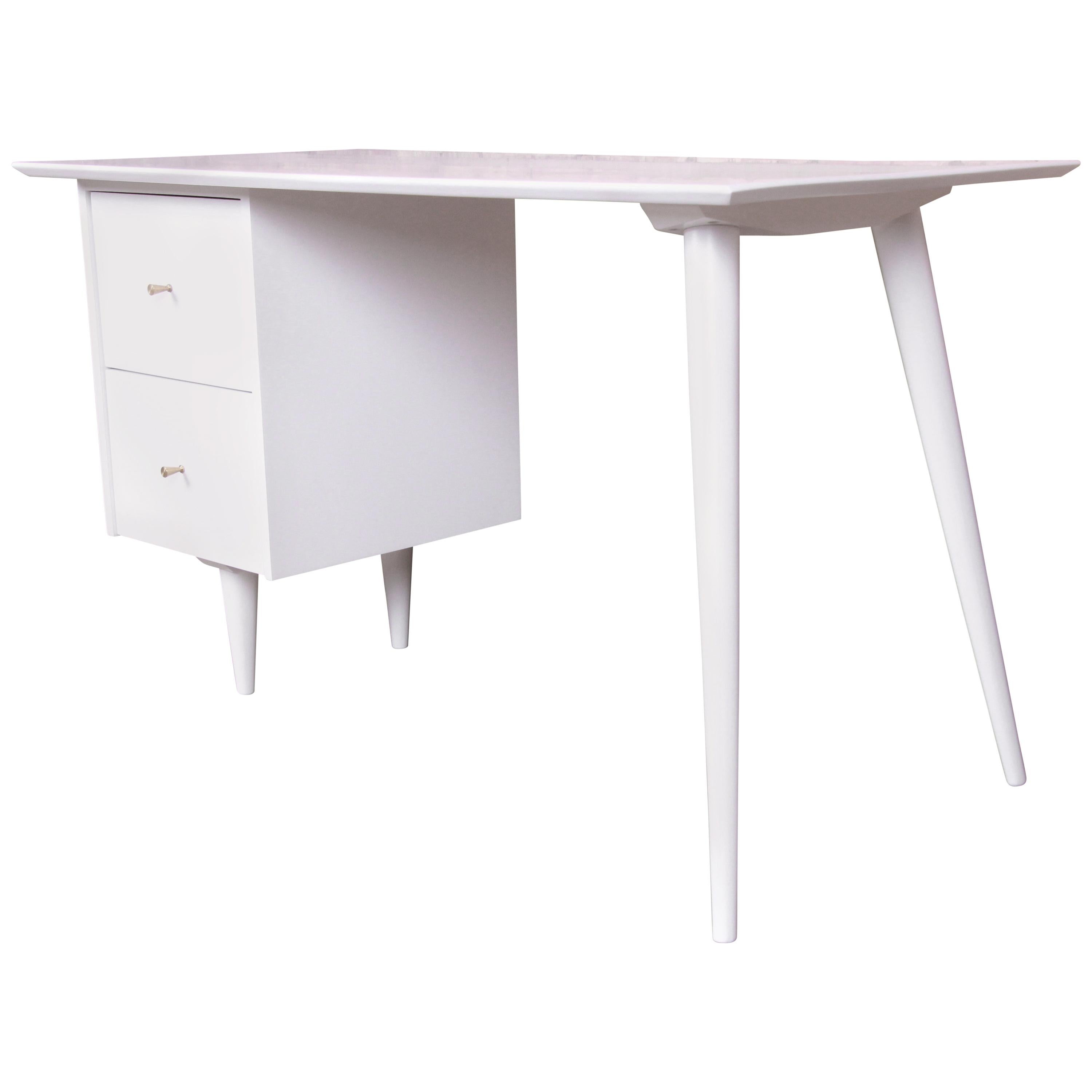 Paul McCobb Planner Group White Lacquered Writing Desk, Newly Restored