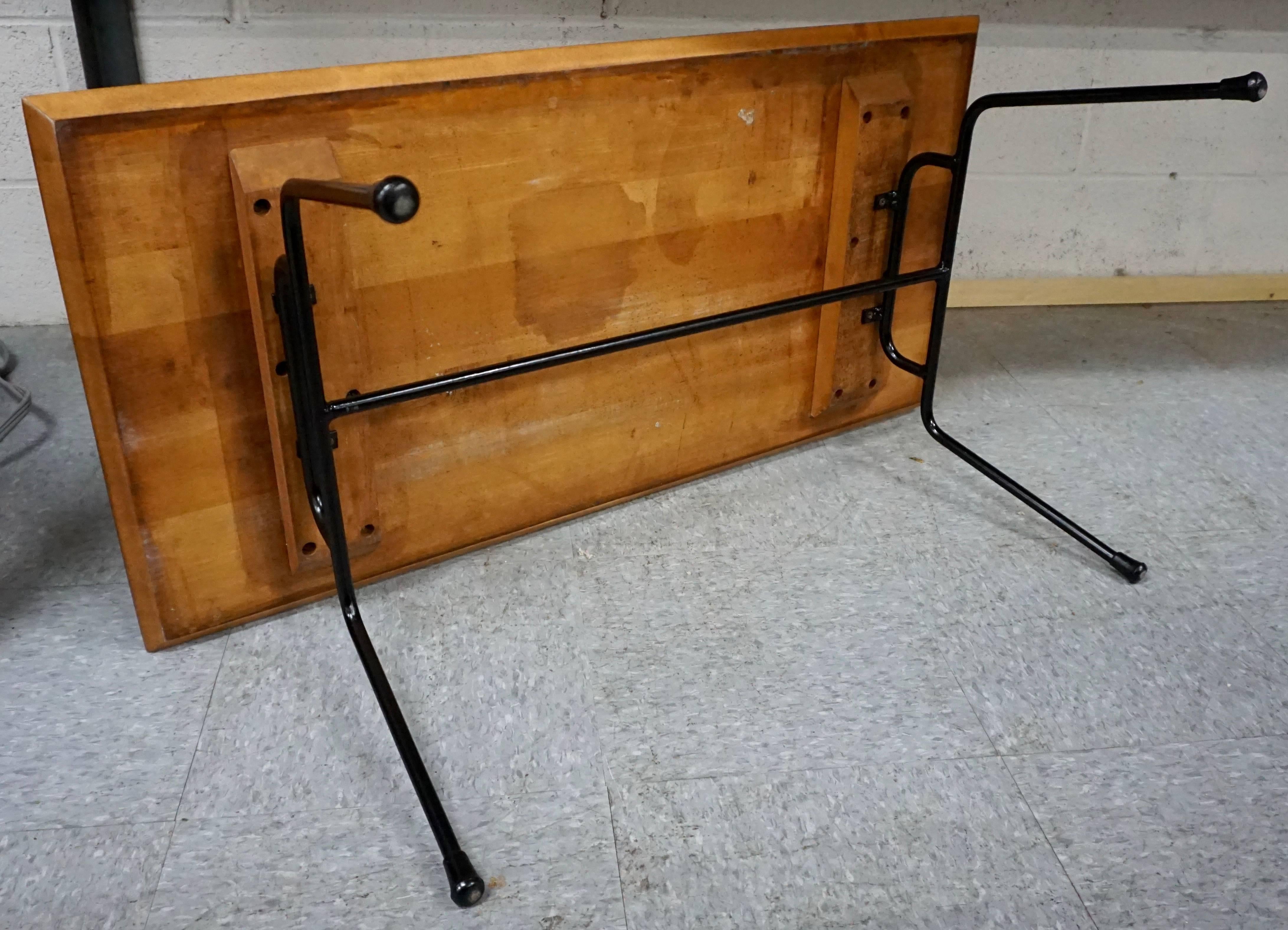 Paul McCobb Planner Group Wrought Iron and Wood Coffee Table In Good Condition For Sale In Hudson, NY
