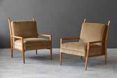 Paul McCobb, "Planner" Lounge Chairs, Velvet, Maple, Custom Craft, Inc 1954