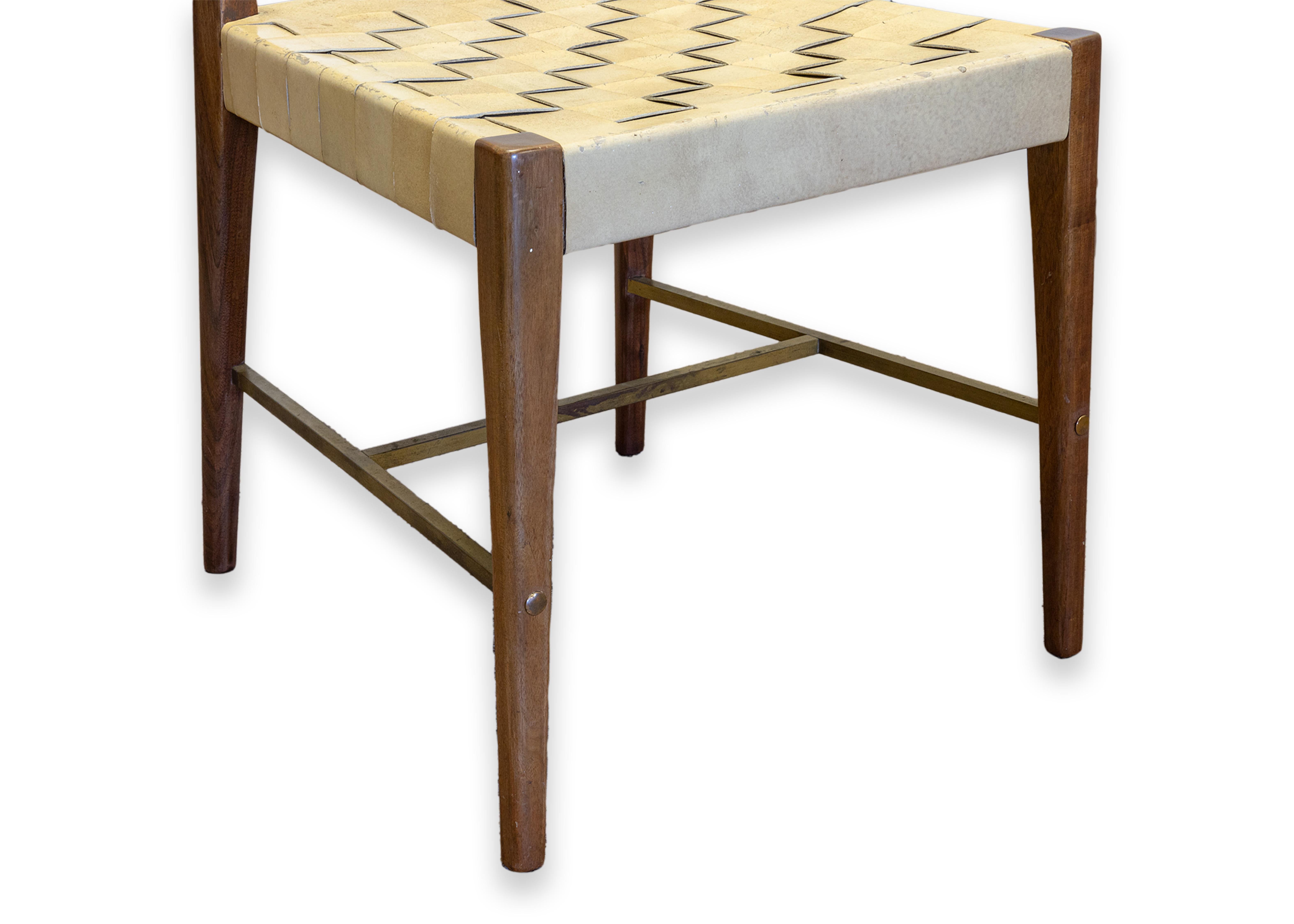 Paul McCobb Protype I Side Chair for Calvin Furniture Co. Woven Leather & Wood For Sale 3