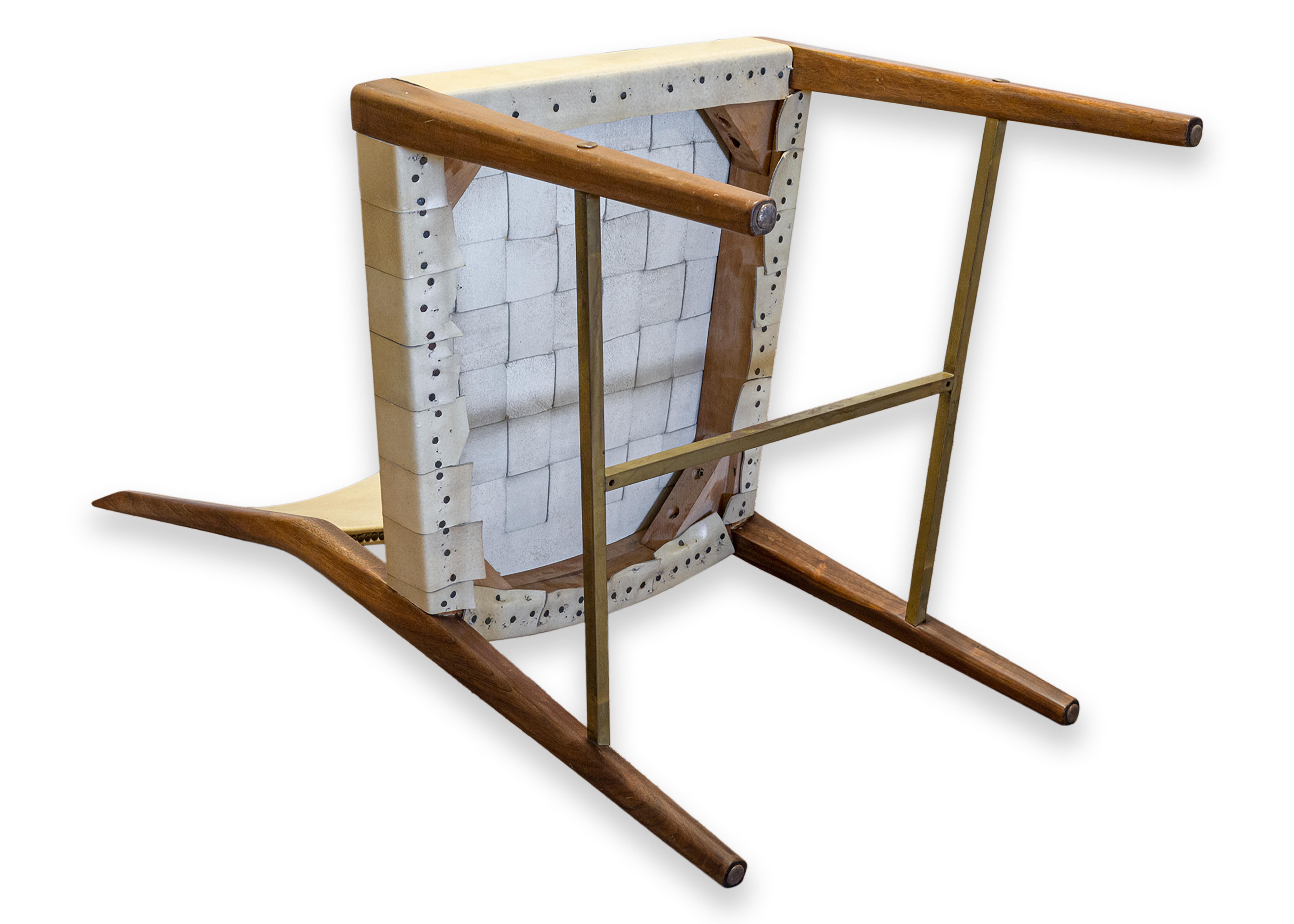 Paul McCobb Protype I Side Chair for Calvin Furniture Co. Woven Leather & Wood For Sale 4