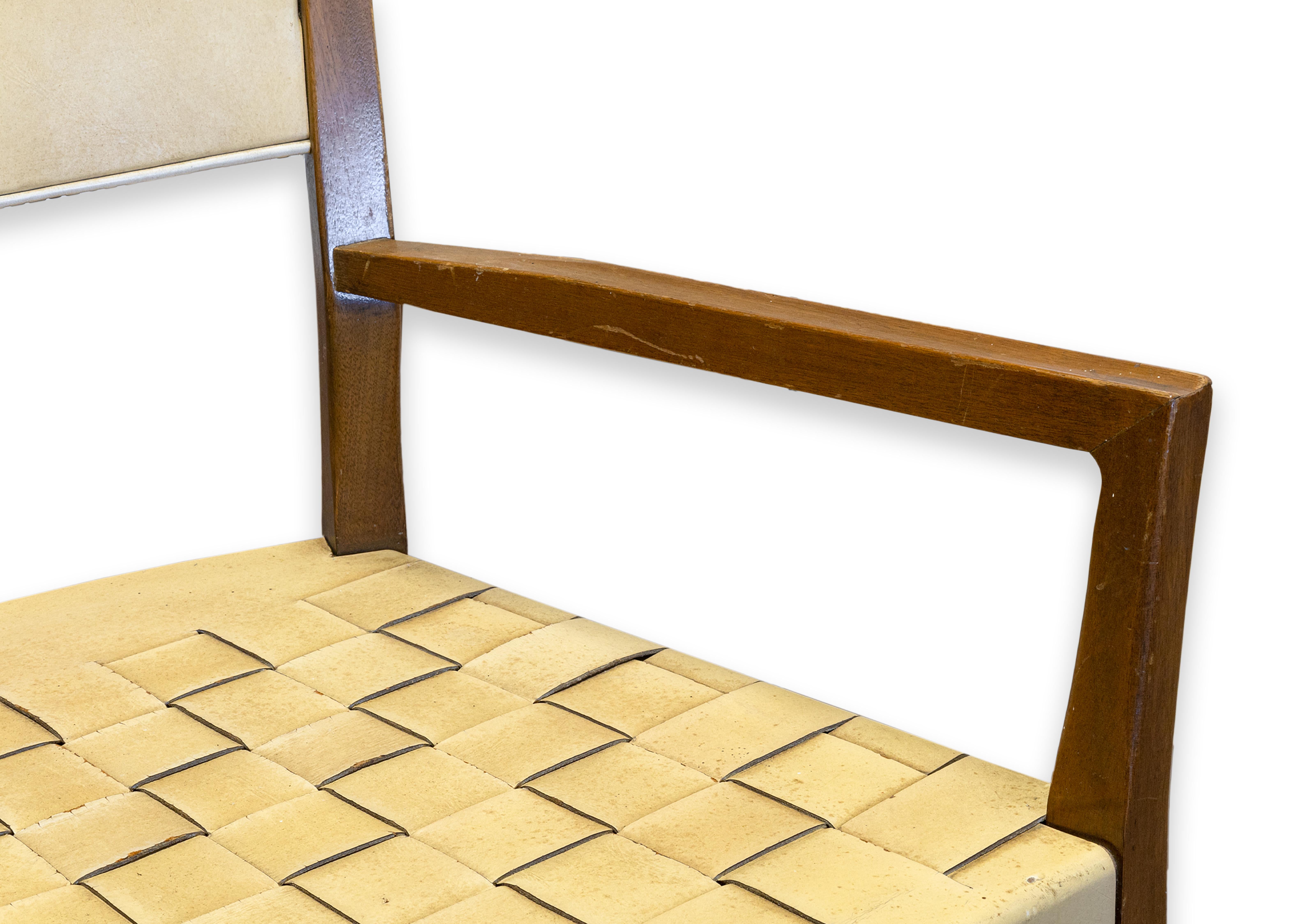 Paul McCobb Protype III Armchair for Calvin Furniture Co. Woven Leather & Wood For Sale 2