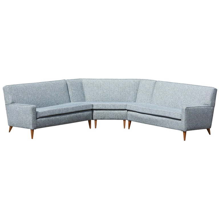 Paul McCobb Sectional Corner Sofa Custom Craft/ Planner Group Newly Upholstered For Sale