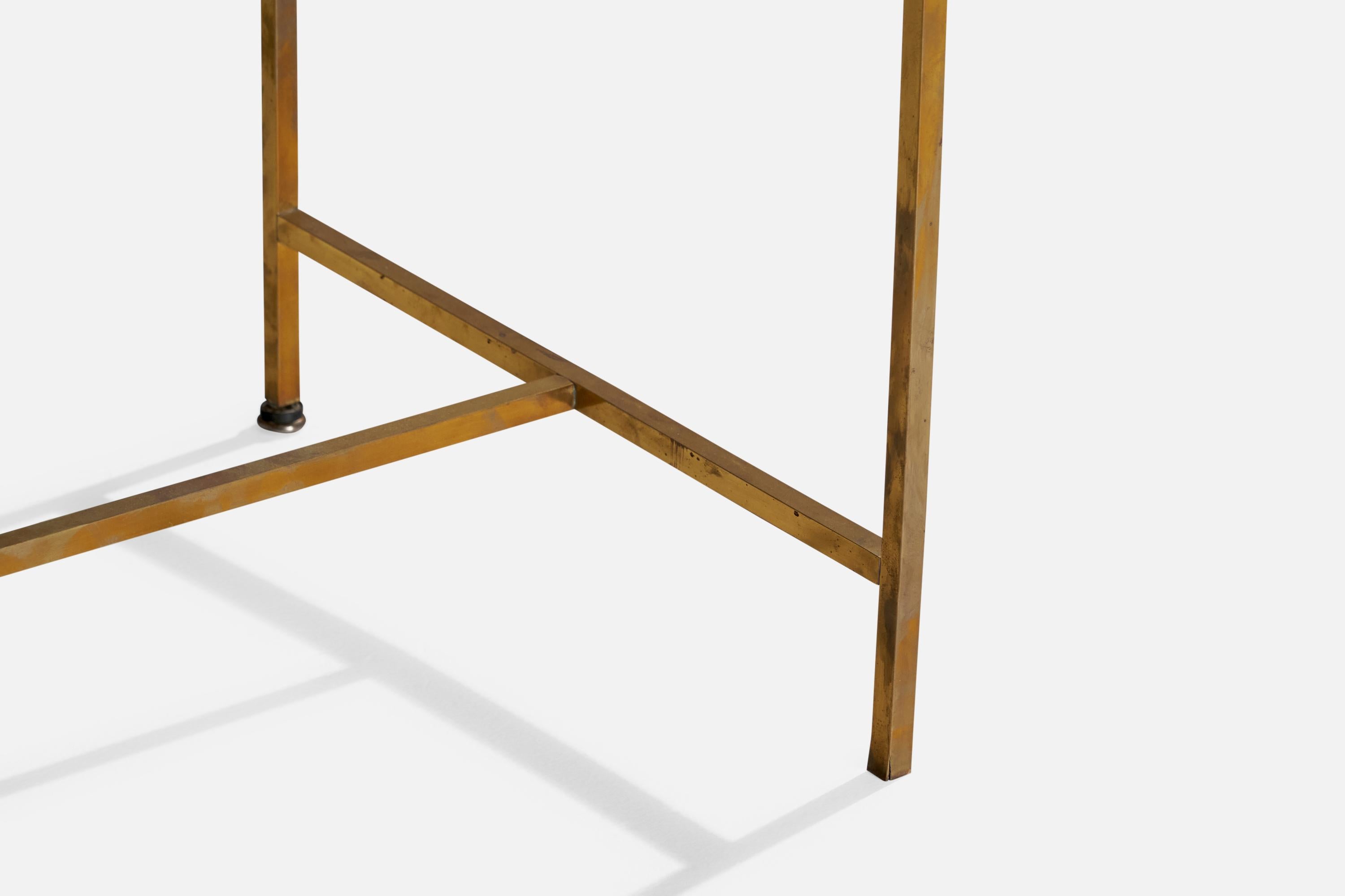 Laiton Paul McCobb, table d'appoint, laiton, acajou, États-Unis, années 1950 en vente