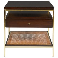 Paul McCobb Side Table with Brass and Cane