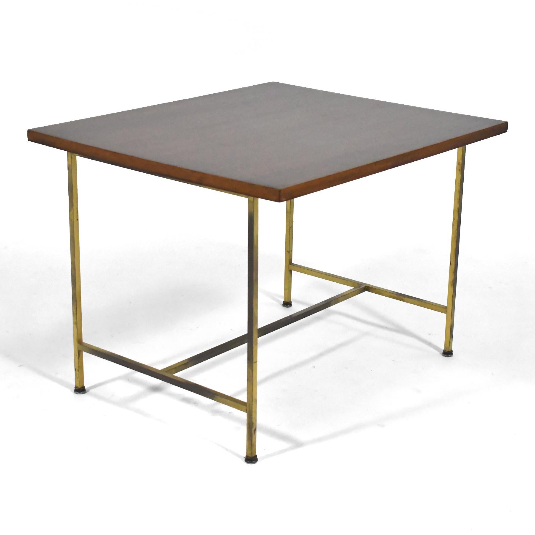 American Paul McCobb Side Table with Brass Base by Calvin For Sale