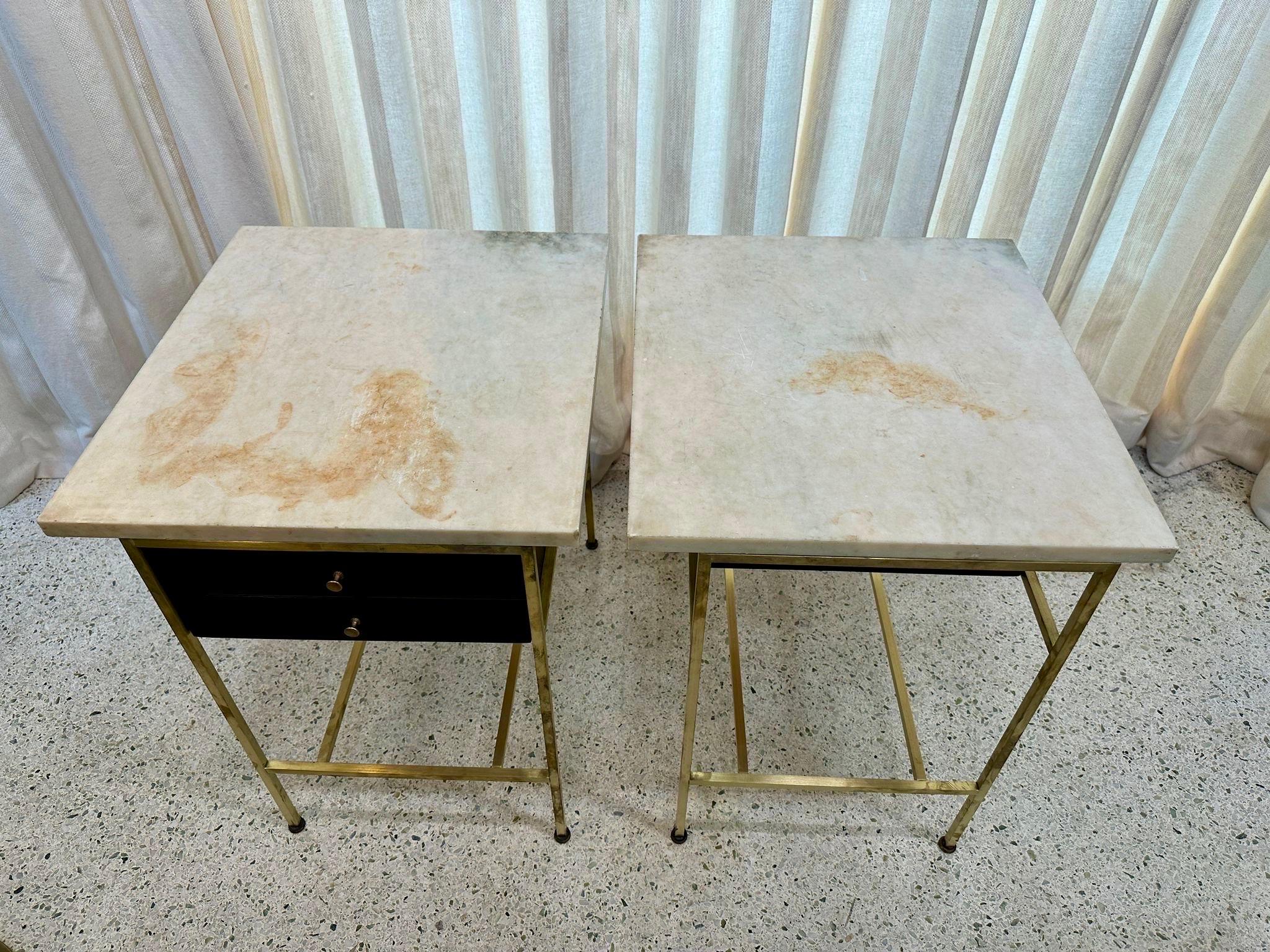 Paul McCobb Side Tables #8712 with Original Marble Tops, PAIR For Sale 4