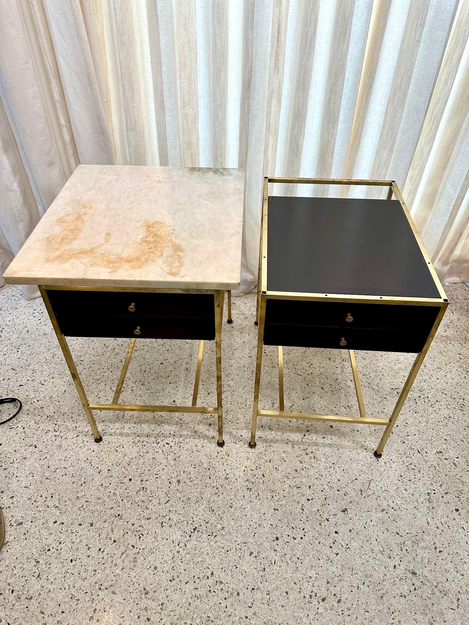 Mid-20th Century Paul McCobb Side Tables #8712 with Original Marble Tops, PAIR For Sale