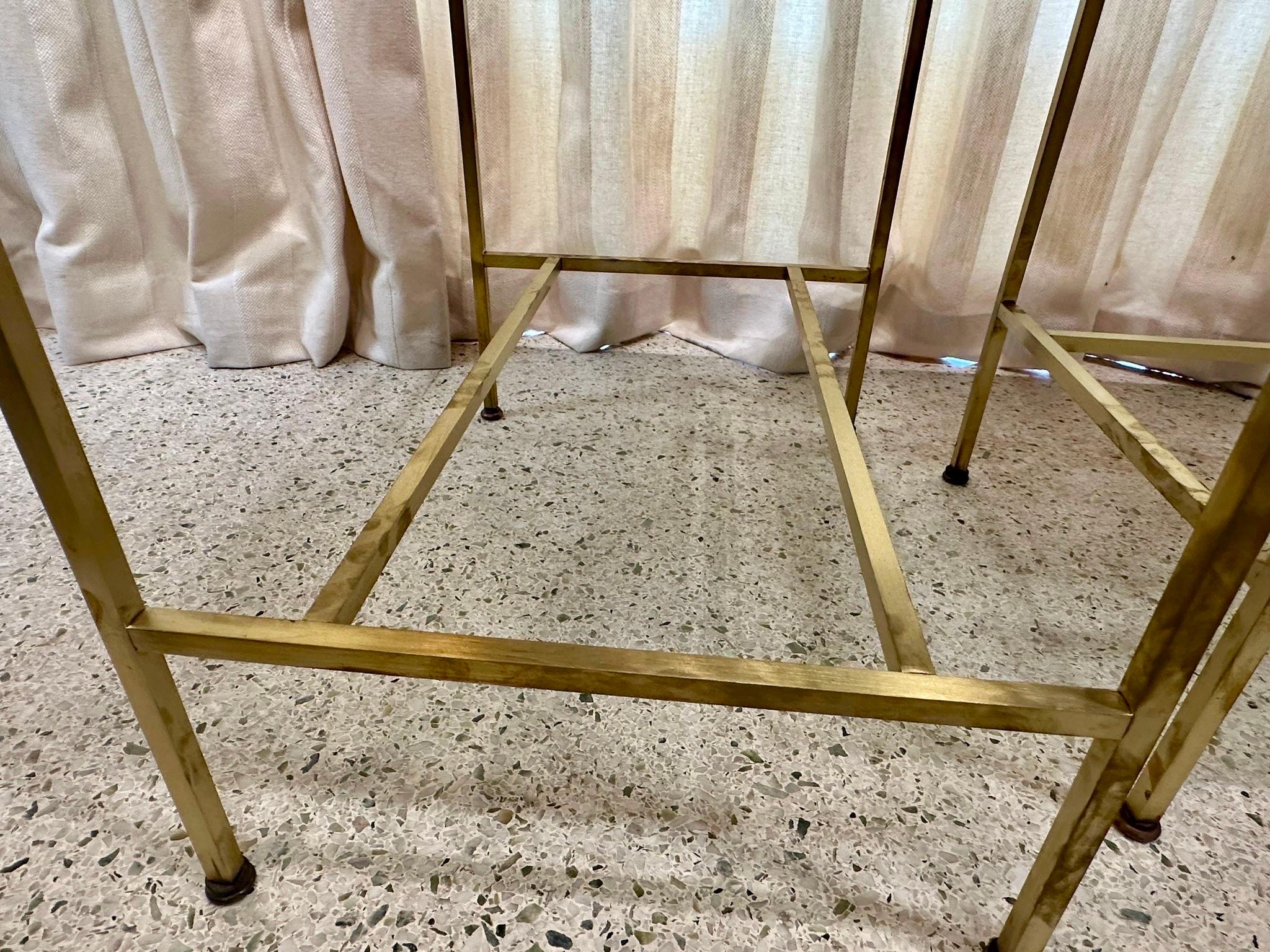 Brass Paul McCobb Side Tables #8712 with Original Marble Tops, PAIR For Sale