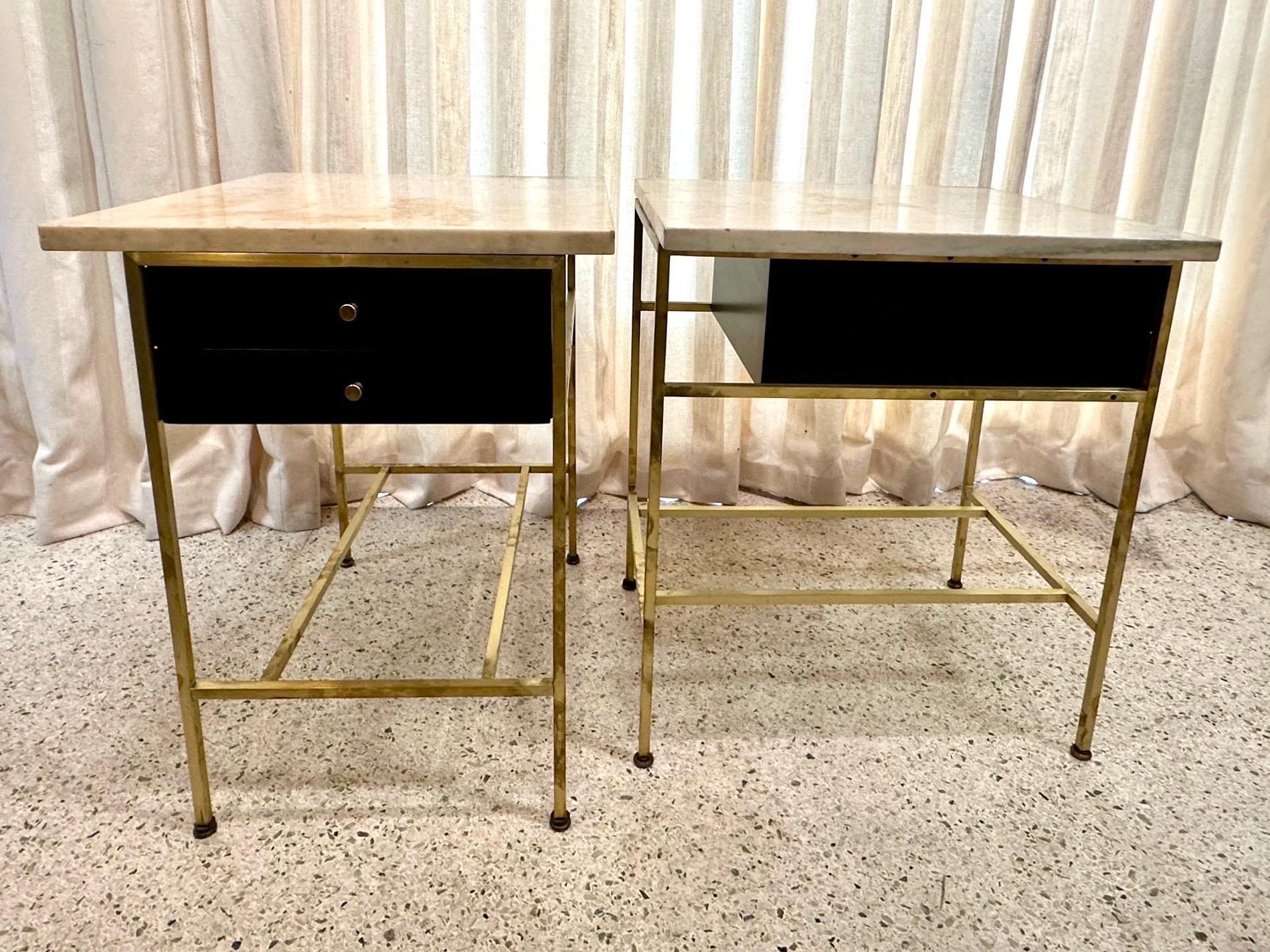 Paul McCobb Side Tables #8712 with Original Marble Tops, PAIR For Sale 1
