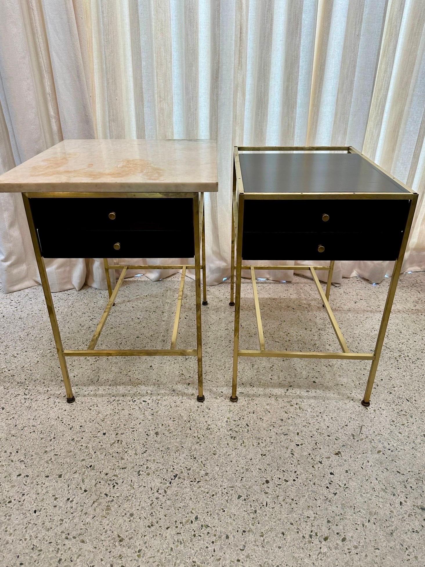 Paul McCobb Side Tables #8712 with Original Marble Tops, PAIR For Sale 2