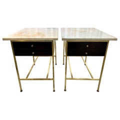 Tables d'appoint Paul McCobb n°8712 avec plateau en marbre d'origine, PAIR