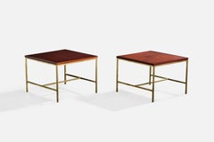 Paul McCobb, Side Tables, Brass, Mahogany, USA, 1950s