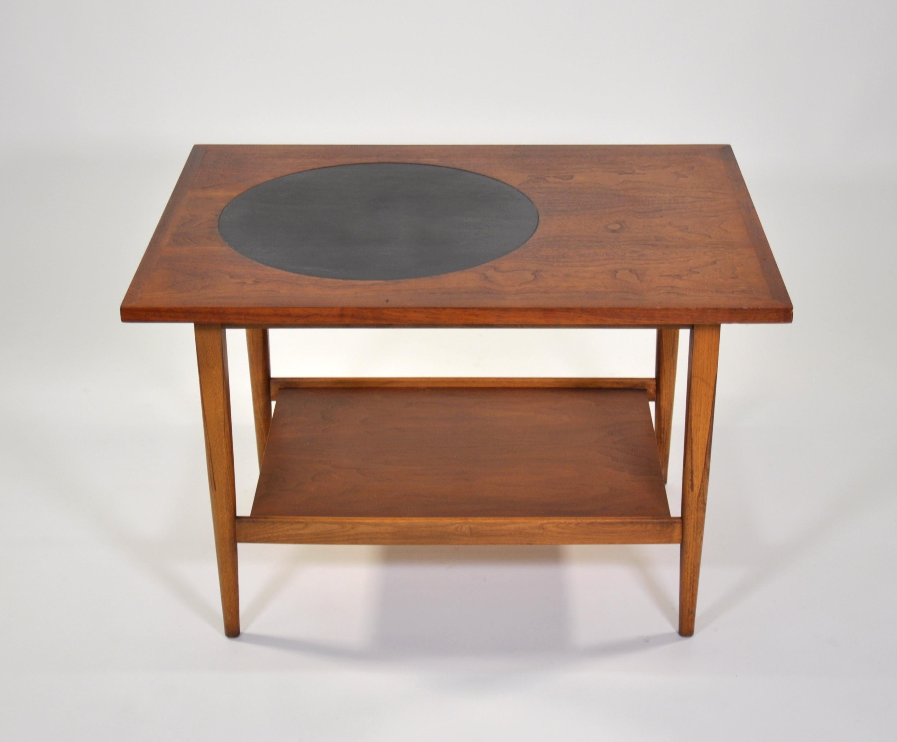 black and walnut side table