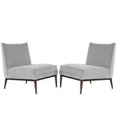 Paul McCobb Slipper Chairs in Grey Mohair