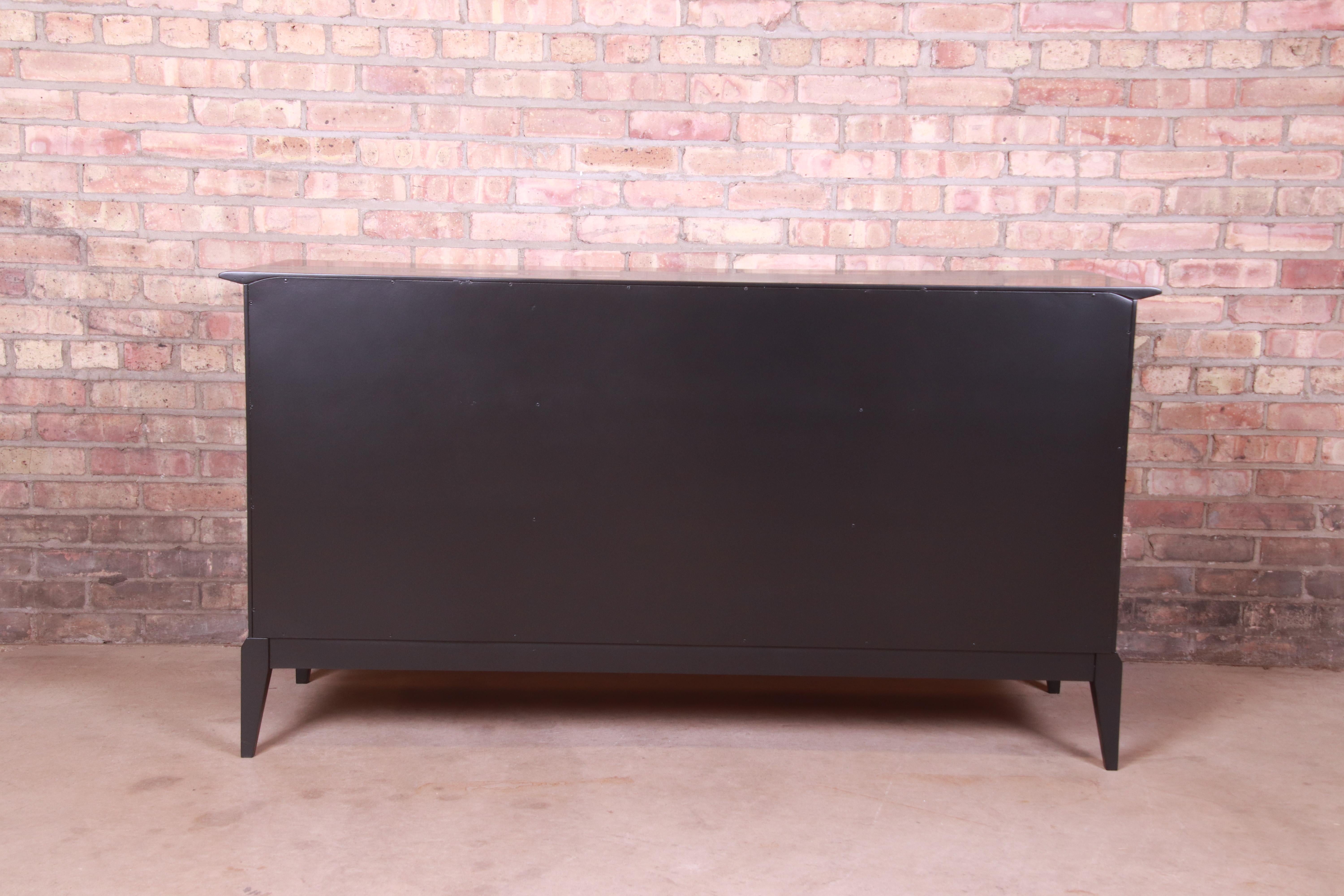 Paul McCobb Style Black Lacquered Dresser by Heywood Wakefield, Newly Refinished 9