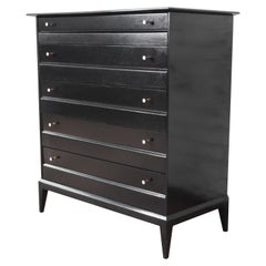 Paul McCobb Style Black Lacquered Highboy Dresser by Heywood Wakefield