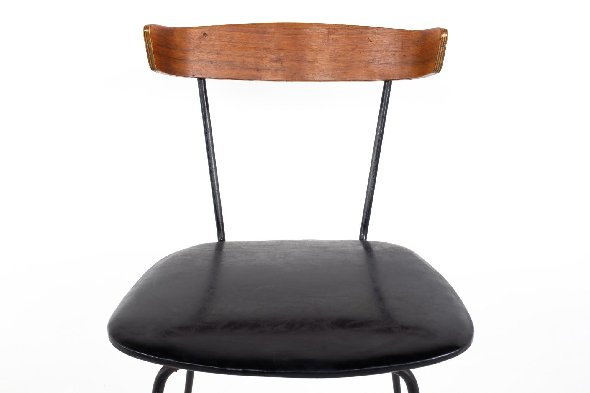 Paul McCobb Style Clifford Pascoe MCM Walnut Wrought Iron Dining Chairs - Set 4 2