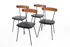 Chaises de salle à manger en fer forgé de style Paul McCobb Clifford Pascoe MCM en noyer - Lot de 4