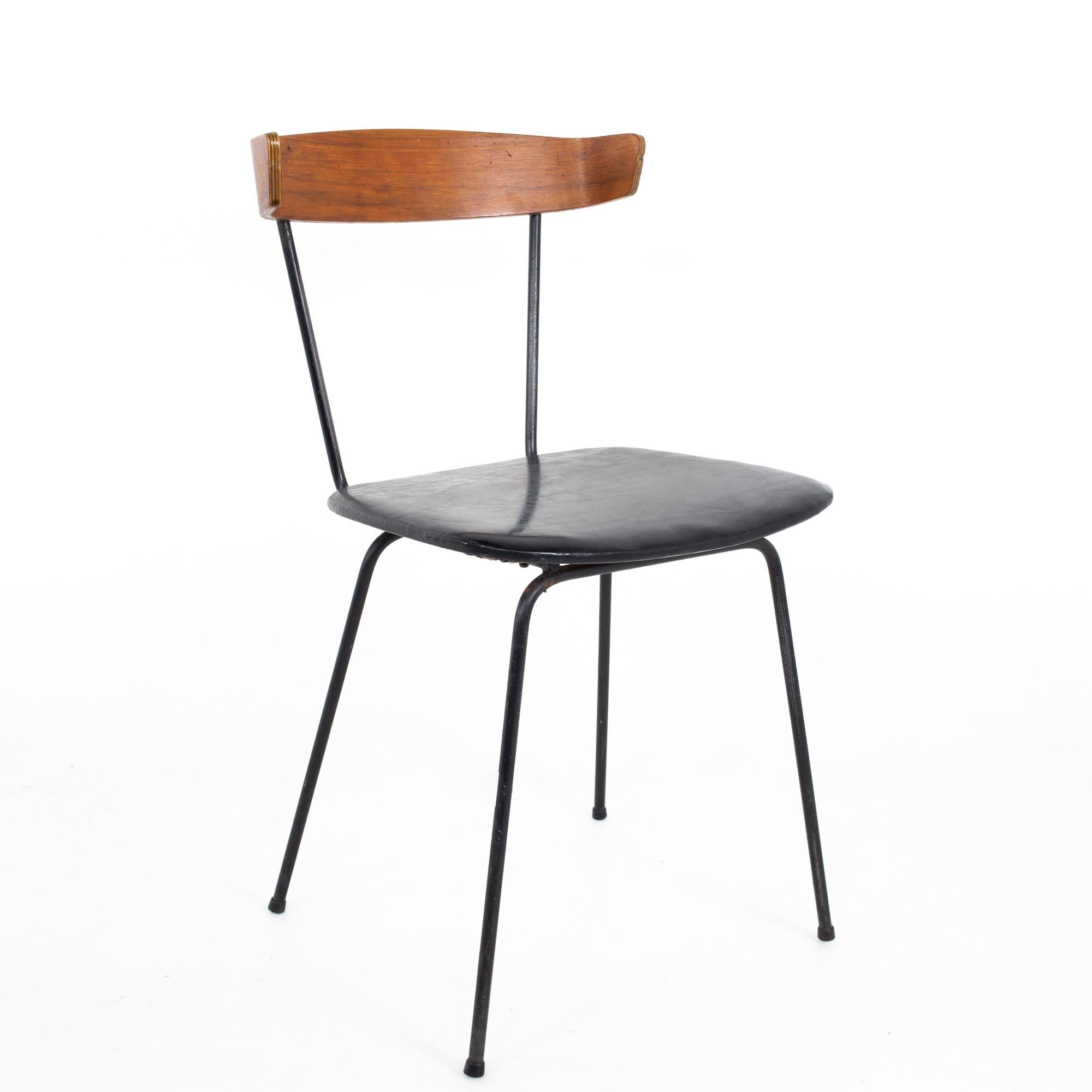Mid-Century Modern Paul McCobb Style Clifford Pascoe MCM Walnut Wrought Iron Dining Chairs - Set 4