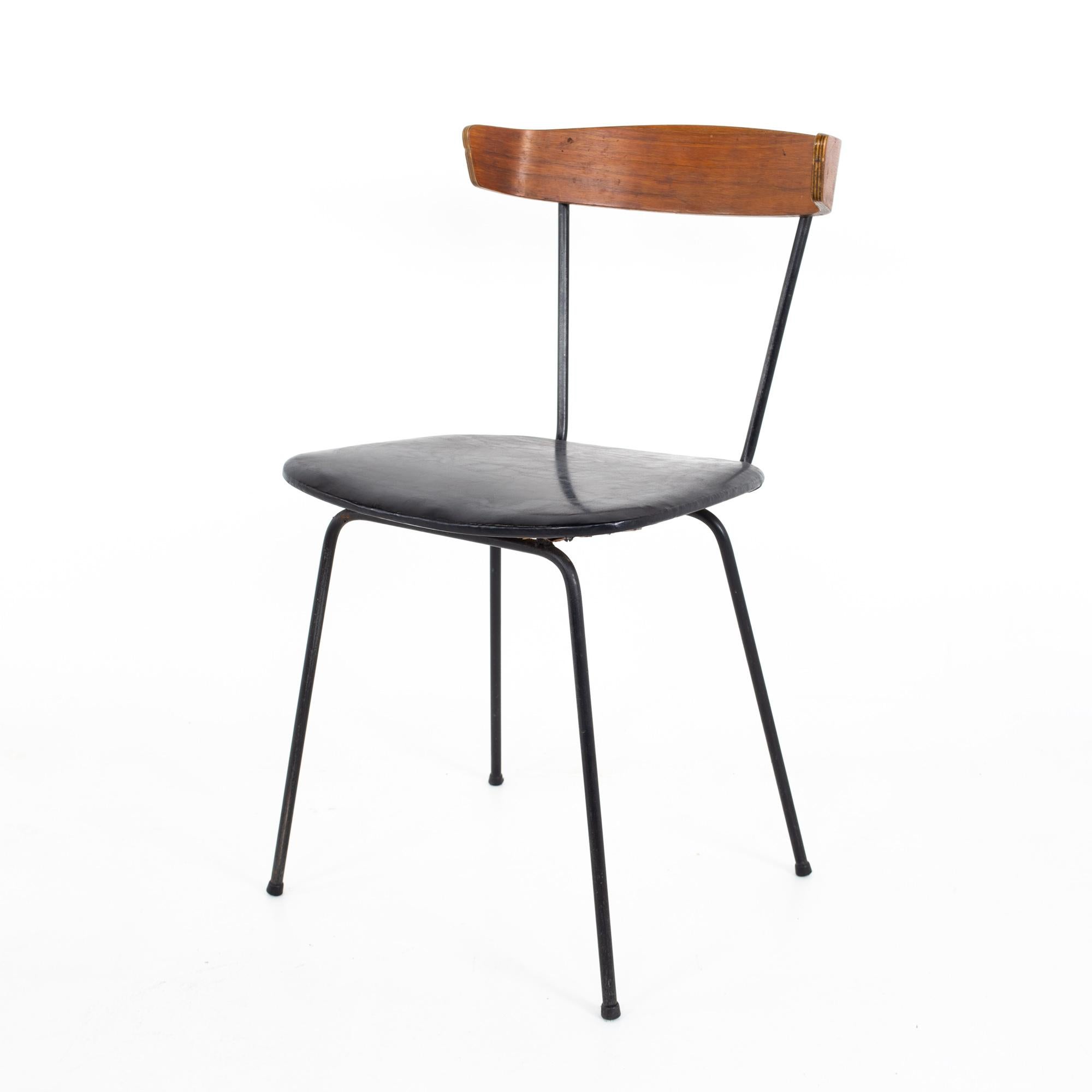 American Paul McCobb Style Clifford Pascoe MCM Walnut Wrought Iron Dining Chairs - Set 4