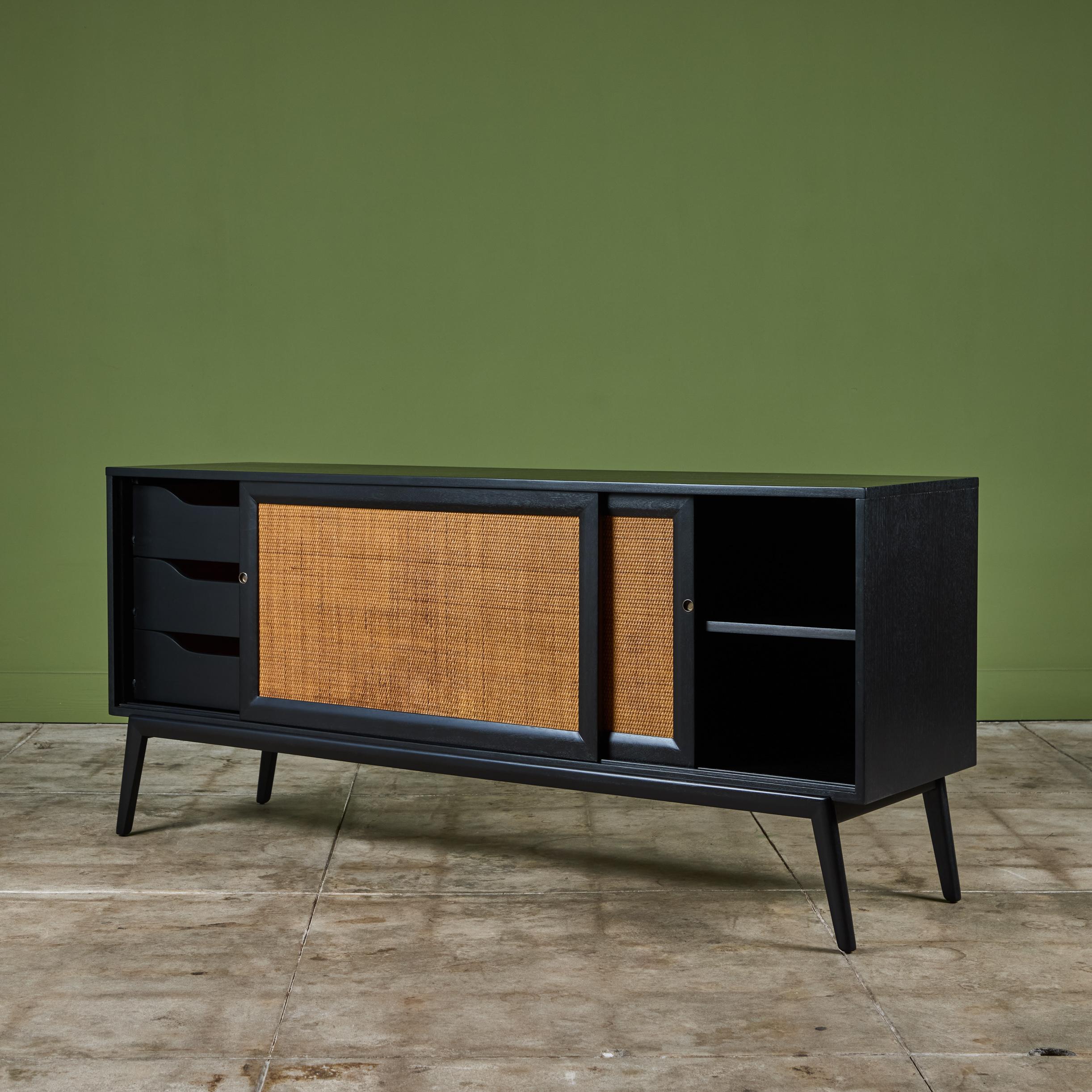 Paul McCobb Style Credenza with Cane Door Fronts 3