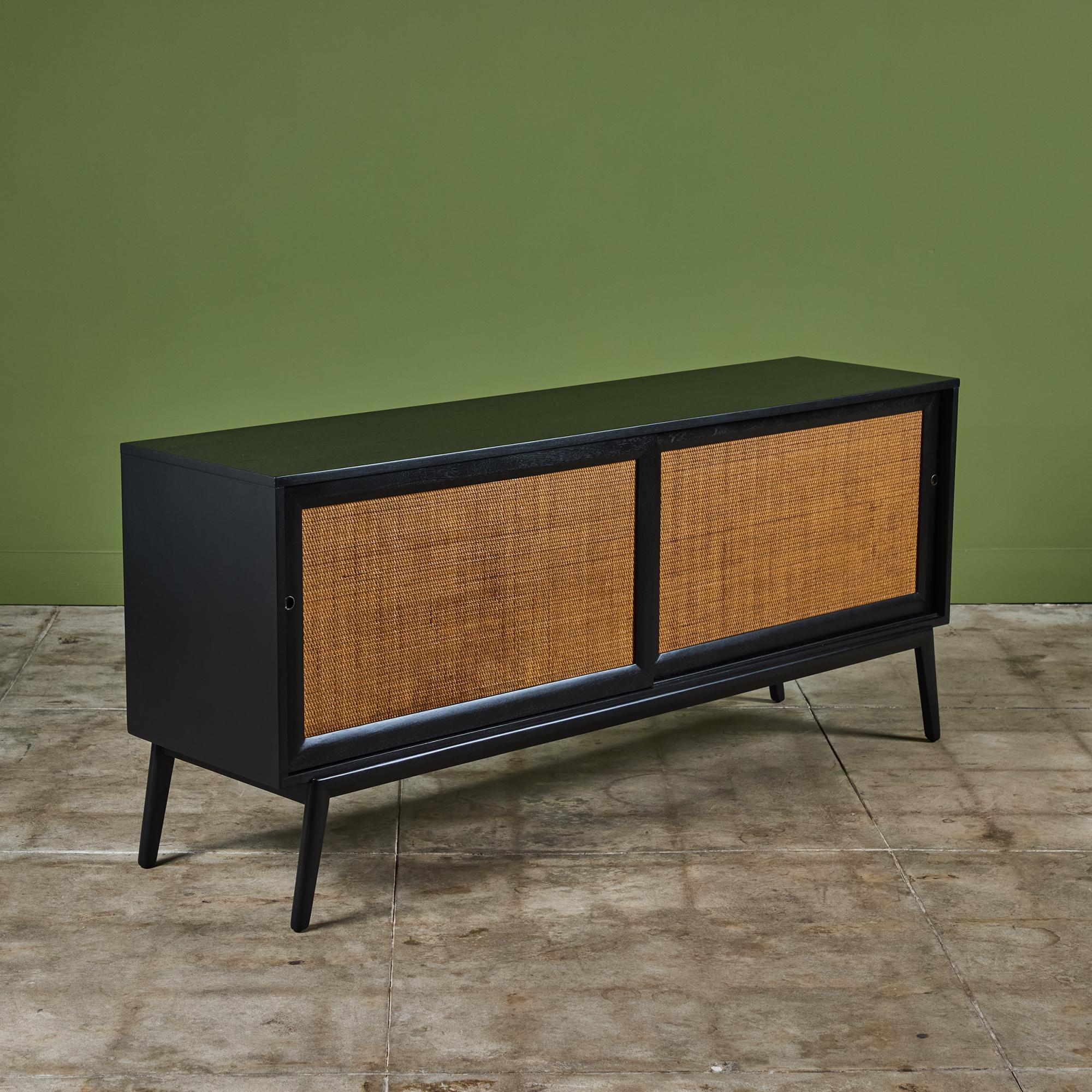 Mid-Century Modern Paul McCobb Style Credenza with Cane Door Fronts