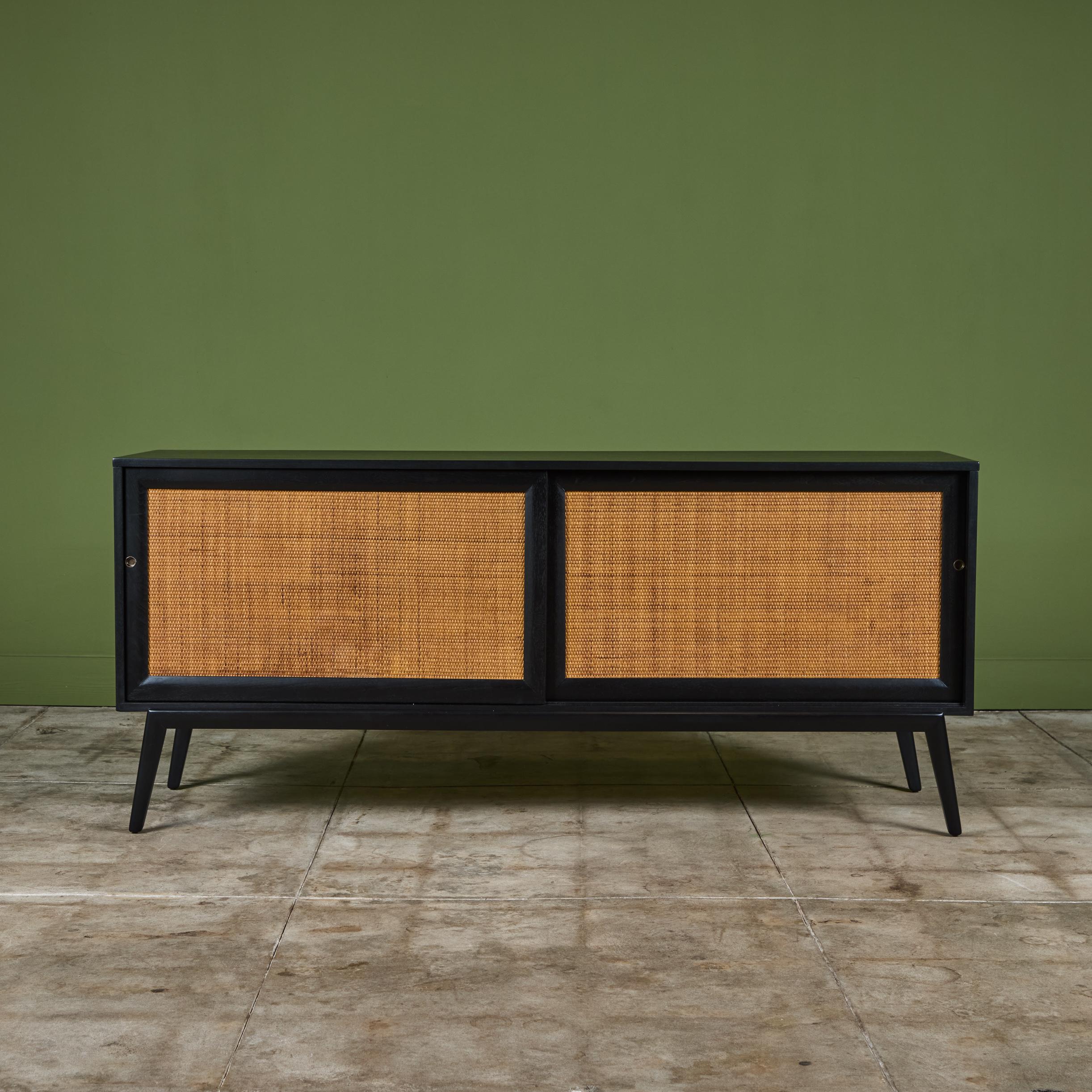 American Paul McCobb Style Credenza with Cane Door Fronts