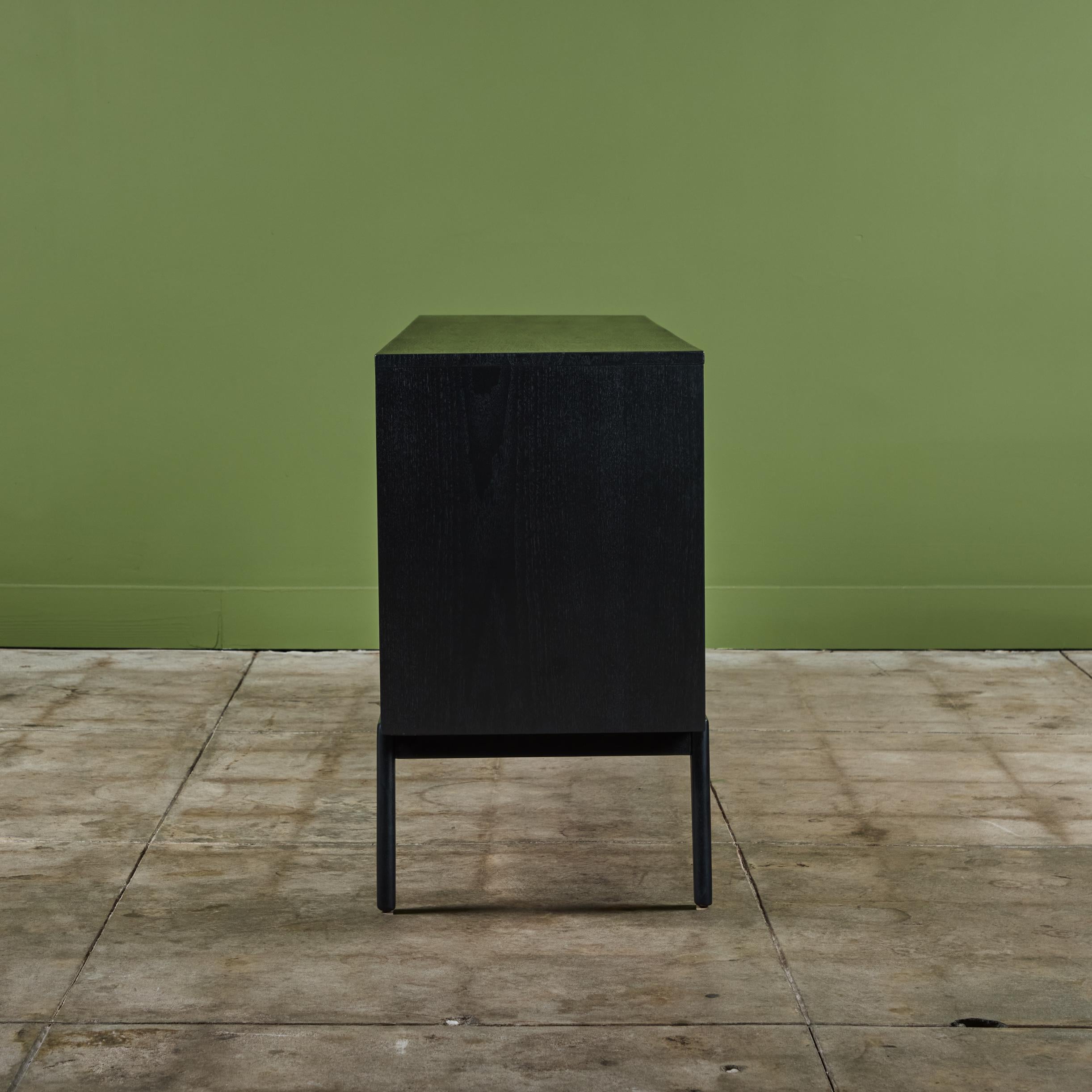 Ebonized Paul McCobb Style Credenza with Cane Door Fronts