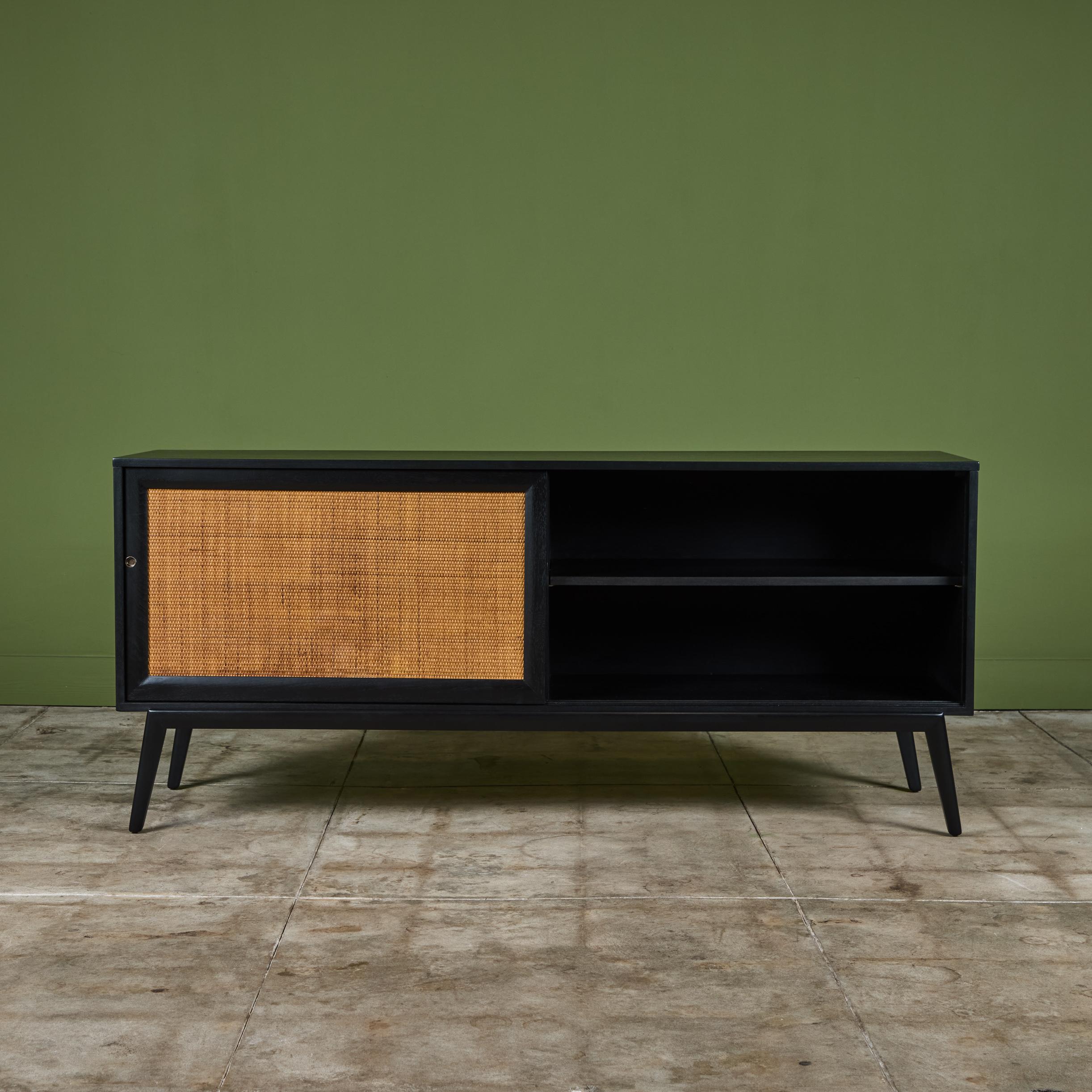 Paul McCobb Style Credenza with Cane Door Fronts 2