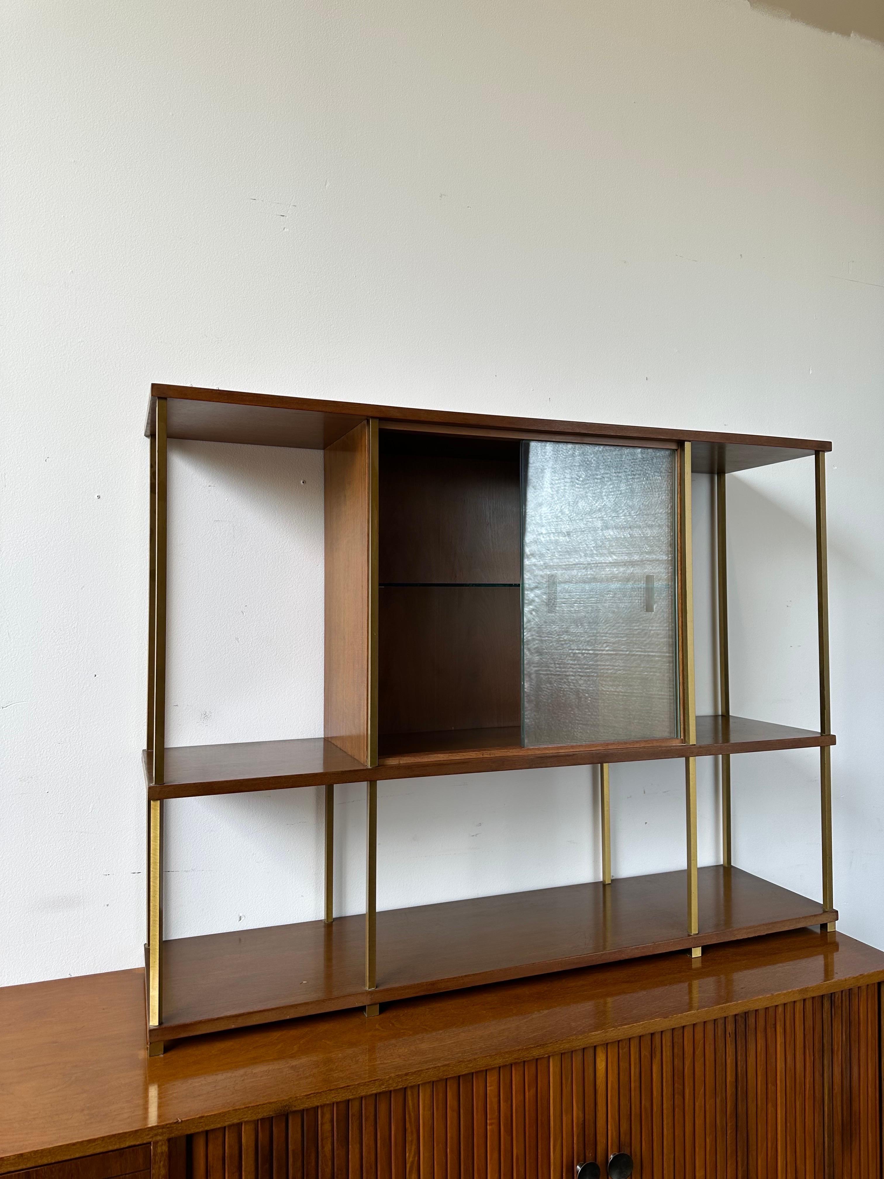 Brass Paul McCobb Style Credenza with Hutch 