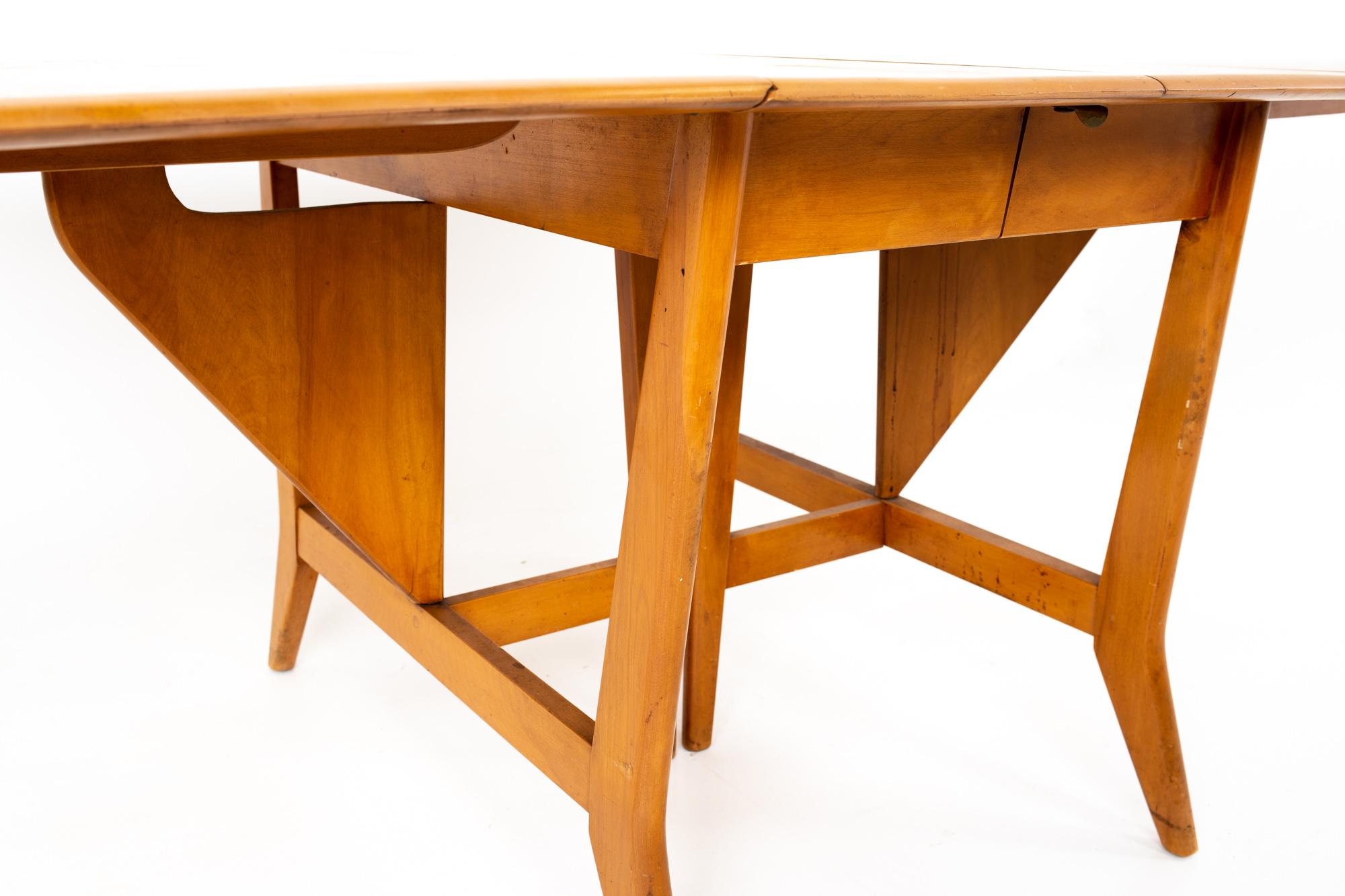  Mid Century Drop-Leaf Dining Table In Good Condition In Countryside, IL