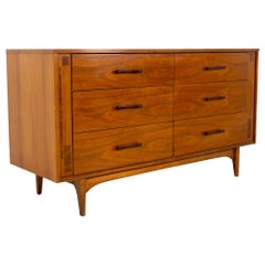 Vintage Paul McCobb Style Kroehler Mid Century Walnut and Rosewood 6 Drawer Dresser