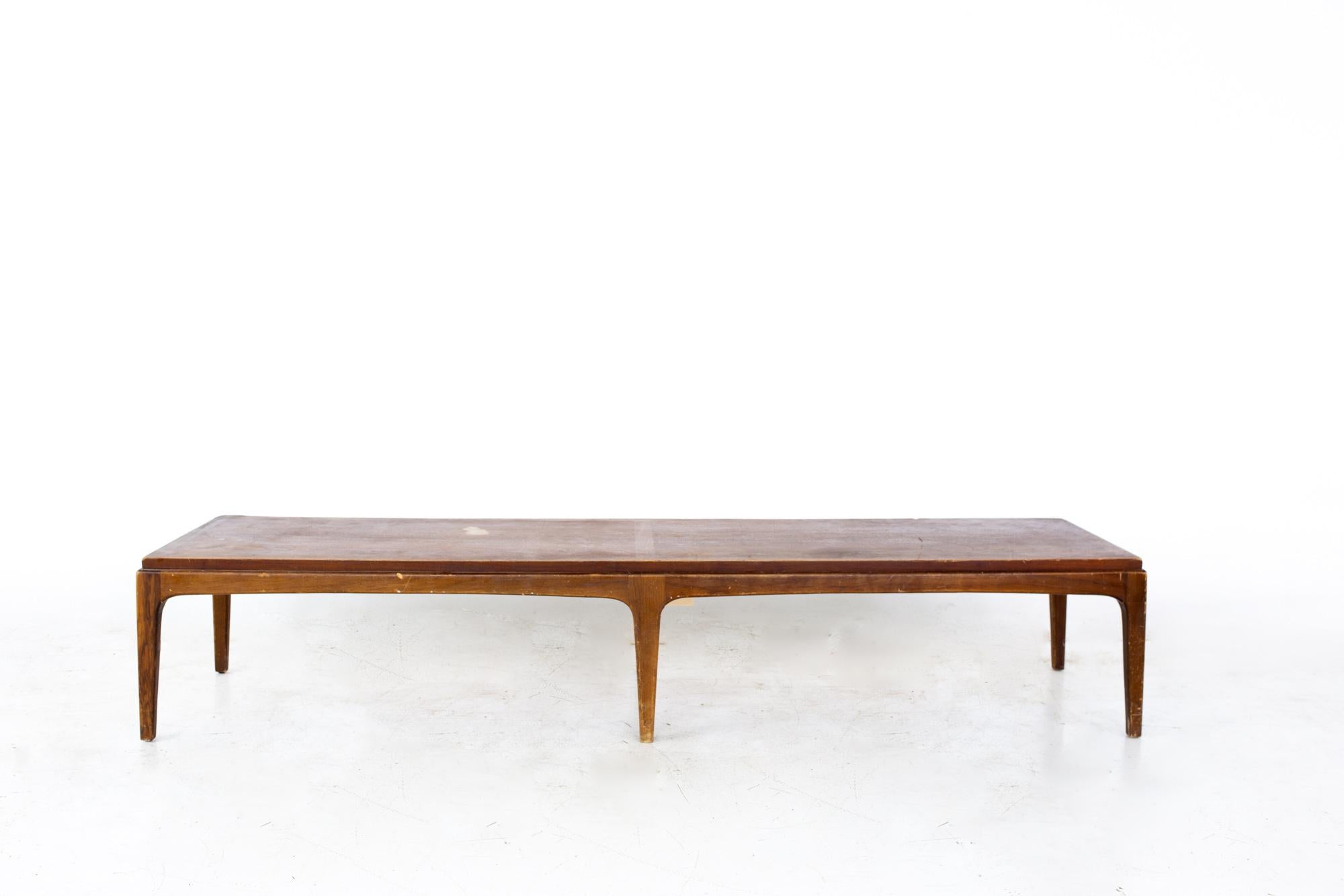 Paul McCobb style lane Rhythm mid century walnut coffee table
Coffee table measures: 70.5 wide x 18.5 deep x 13.5 inches high

All pieces of furniture can be had in what we call restored vintage condition. That means the piece is restored upon
