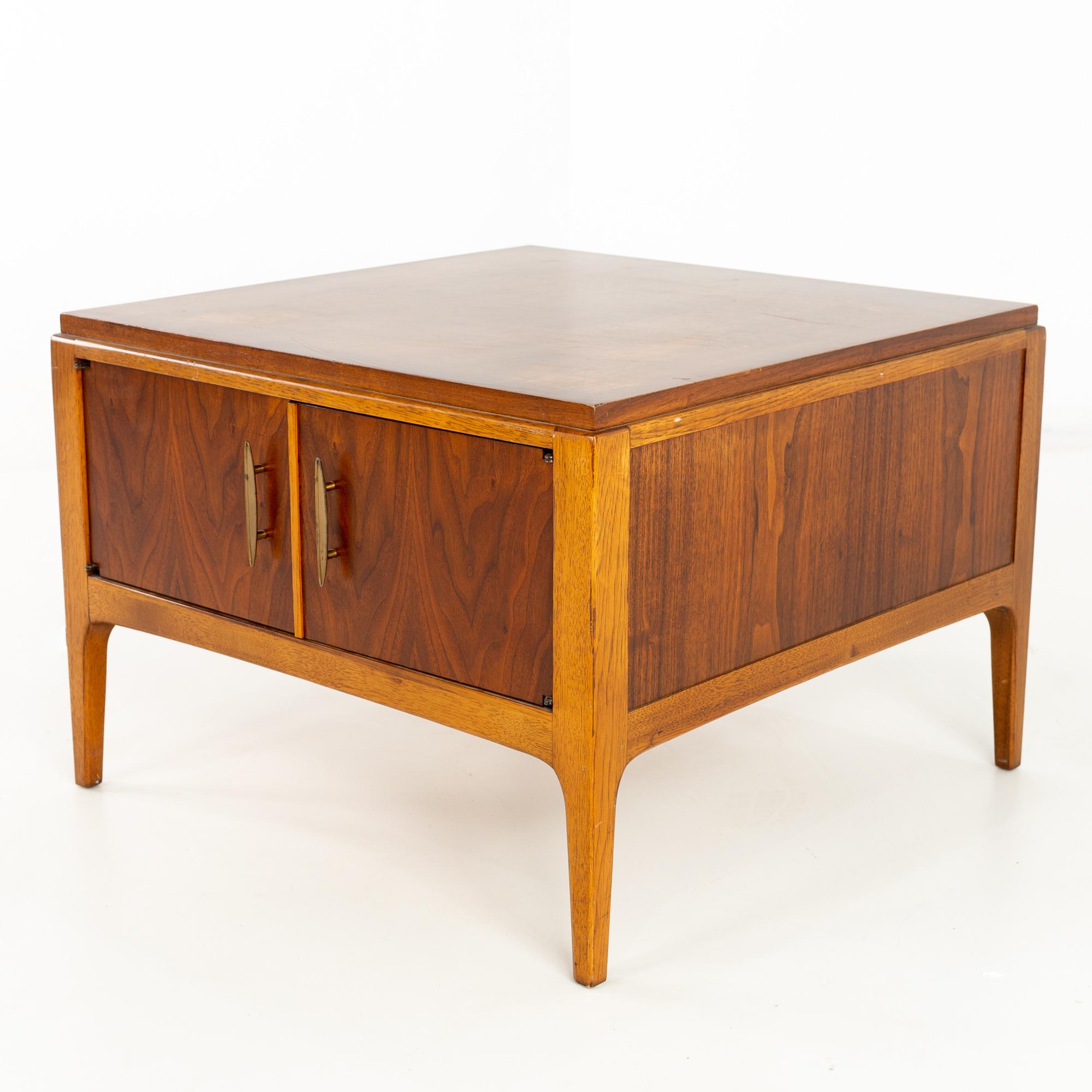 Paul McCobb Style Lane Rhythm mid century walnut nightstand side end table 

This side table measures: 28.5 wide x 28.5 deep x 20.25 inches high

All pieces of furniture can be had in what we call restored vintage condition. That means the piece is