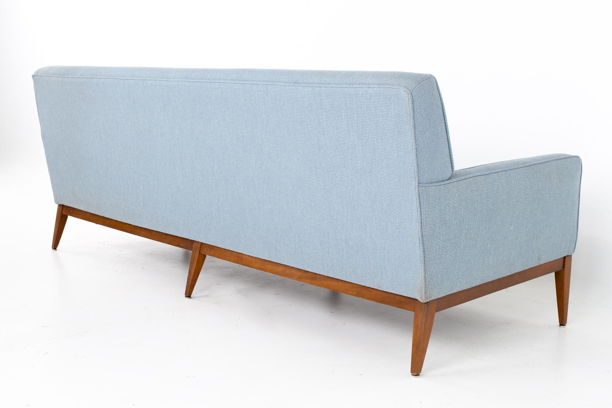 Paul McCobb Style Mid Century Blue Sofa 3