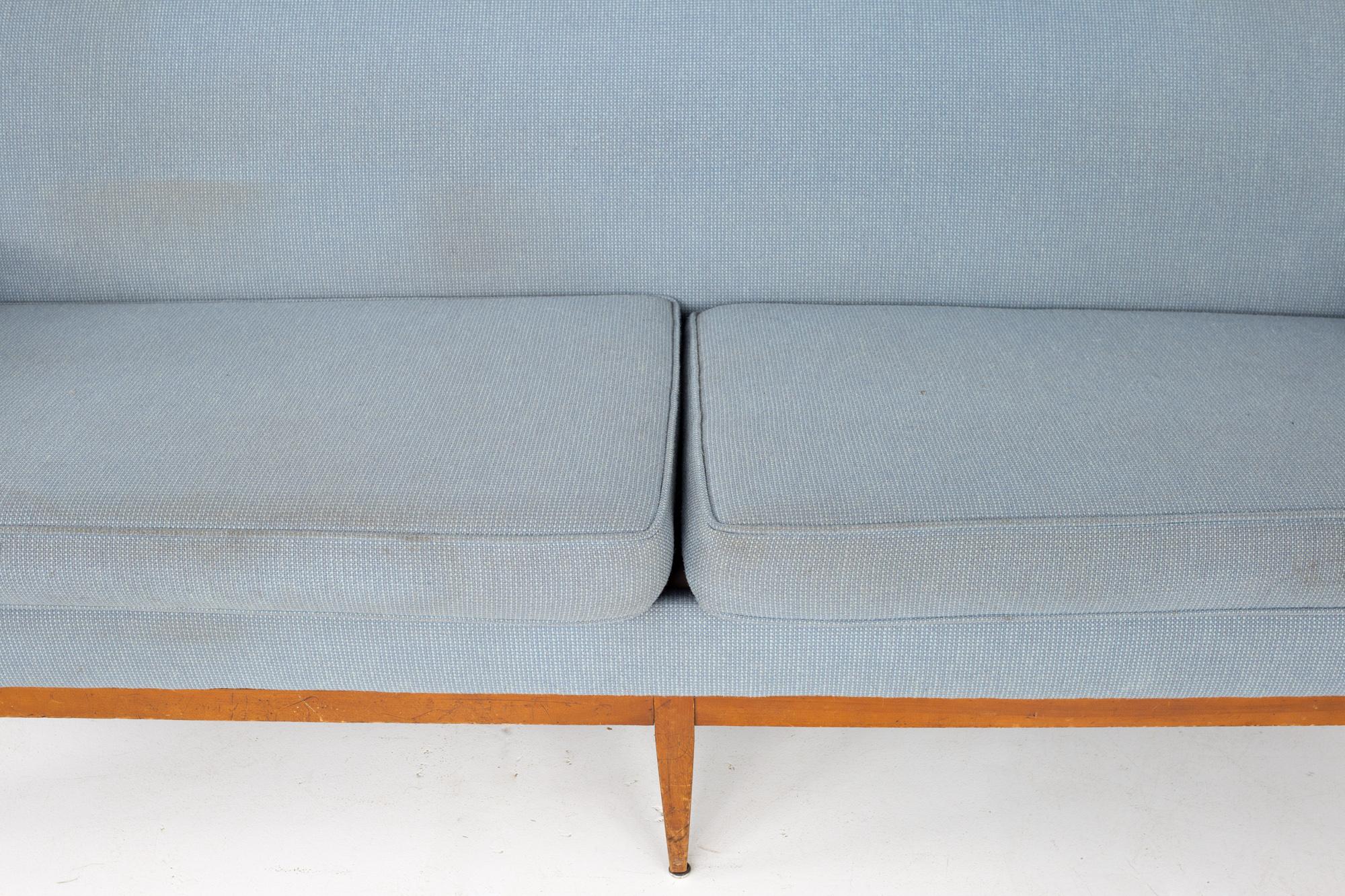 Paul McCobb Style Mid Century Blue Sofa 1