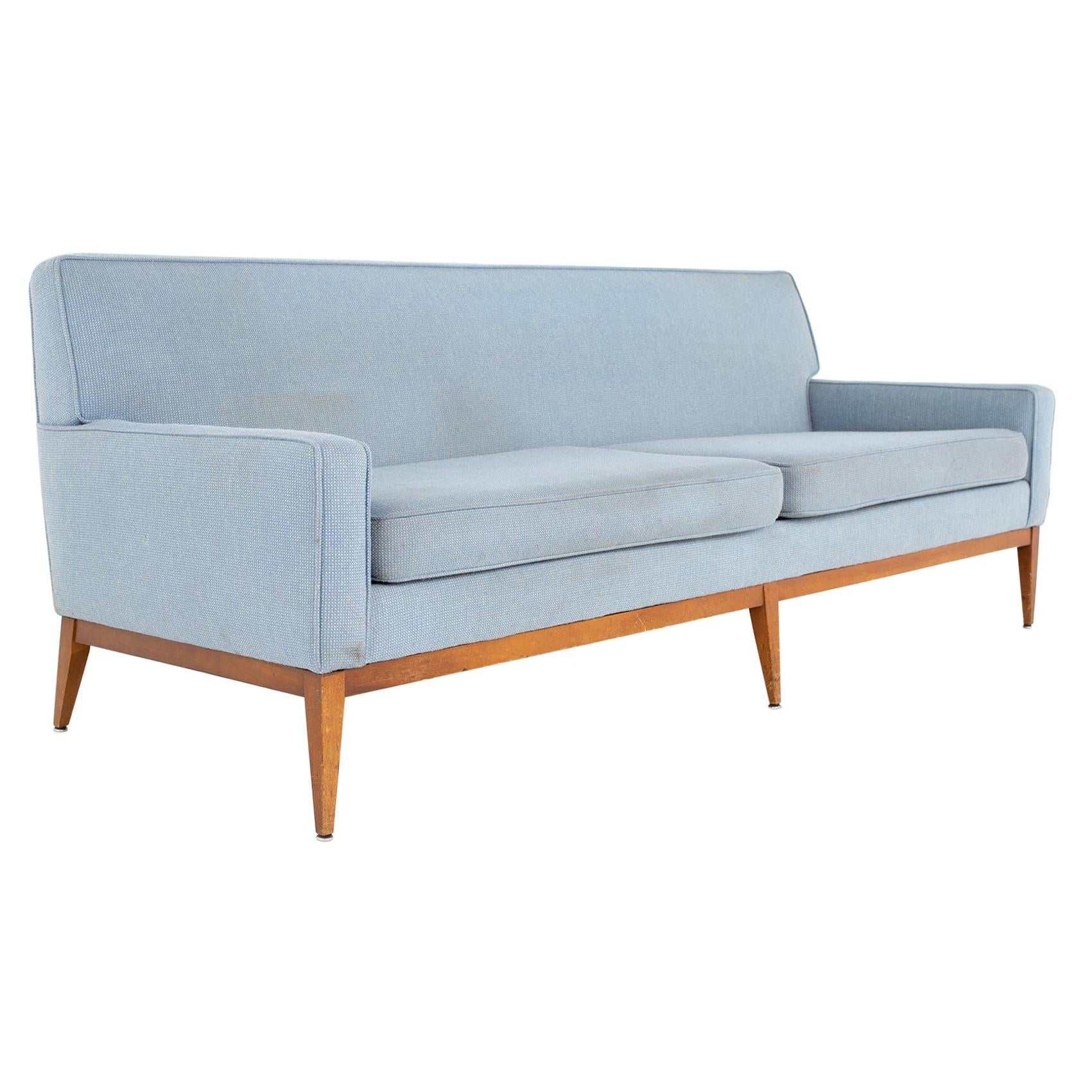 Paul McCobb Style Mid Century Blue Sofa