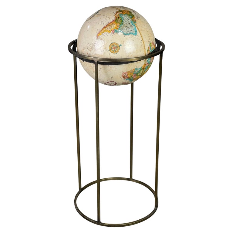Paul McCobb Style Mid Century Brass Globe by Replogle For Sale at 1stDibs