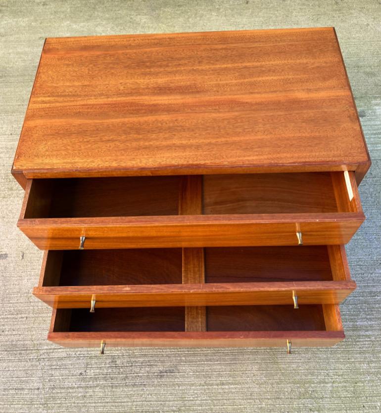 Brass Paul McCobb Style Mid Century Chest of 3 Drawers by Loughborough Furniture