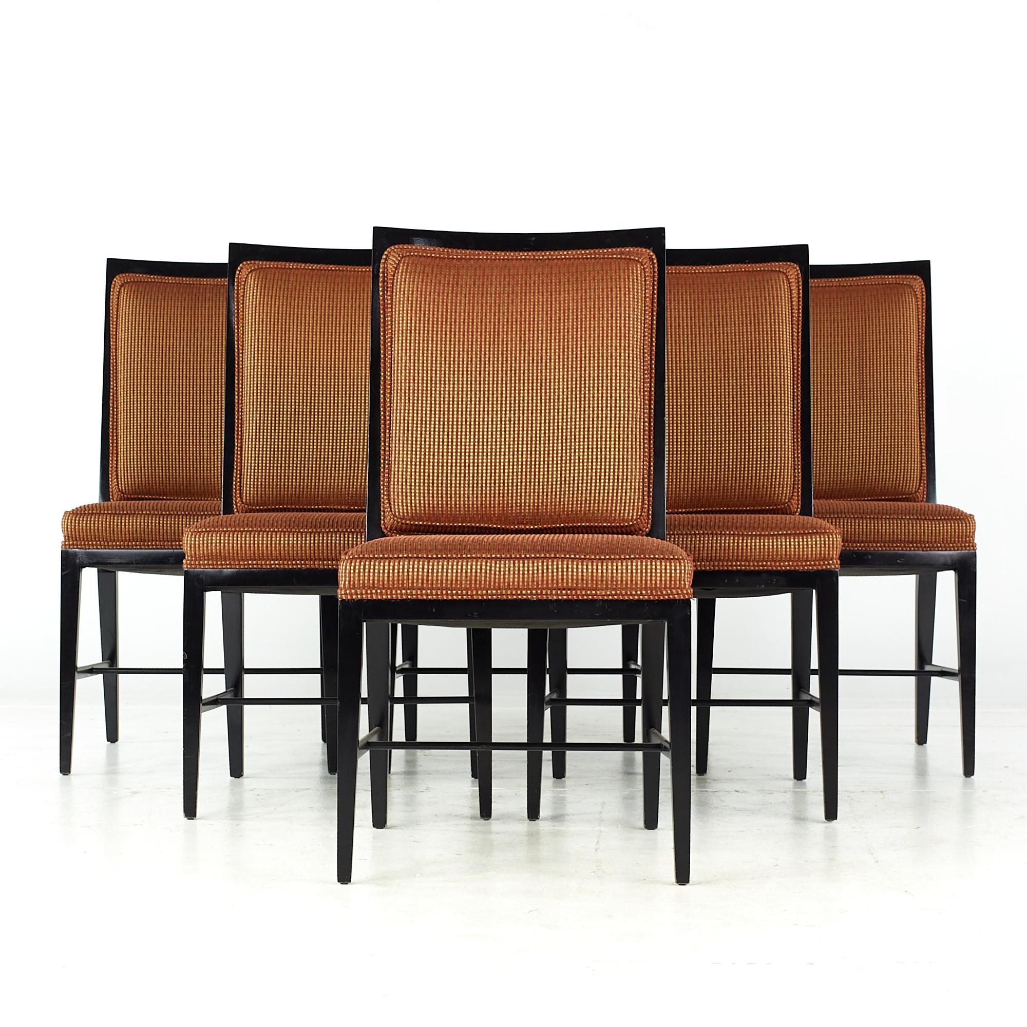 Paul McCobb Style midcentury Ebonized dining chairs - set of 6

Each chair measures: 19 wide x 21.25 deep x 36 inches high, with a seat height/chair clearance of 18 inches

All pieces of furniture can be had in what we call restored vintage
