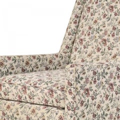 Paul McCobb Style Mid-Century Modern Beige Floral Upholstered Lounge/Armchair