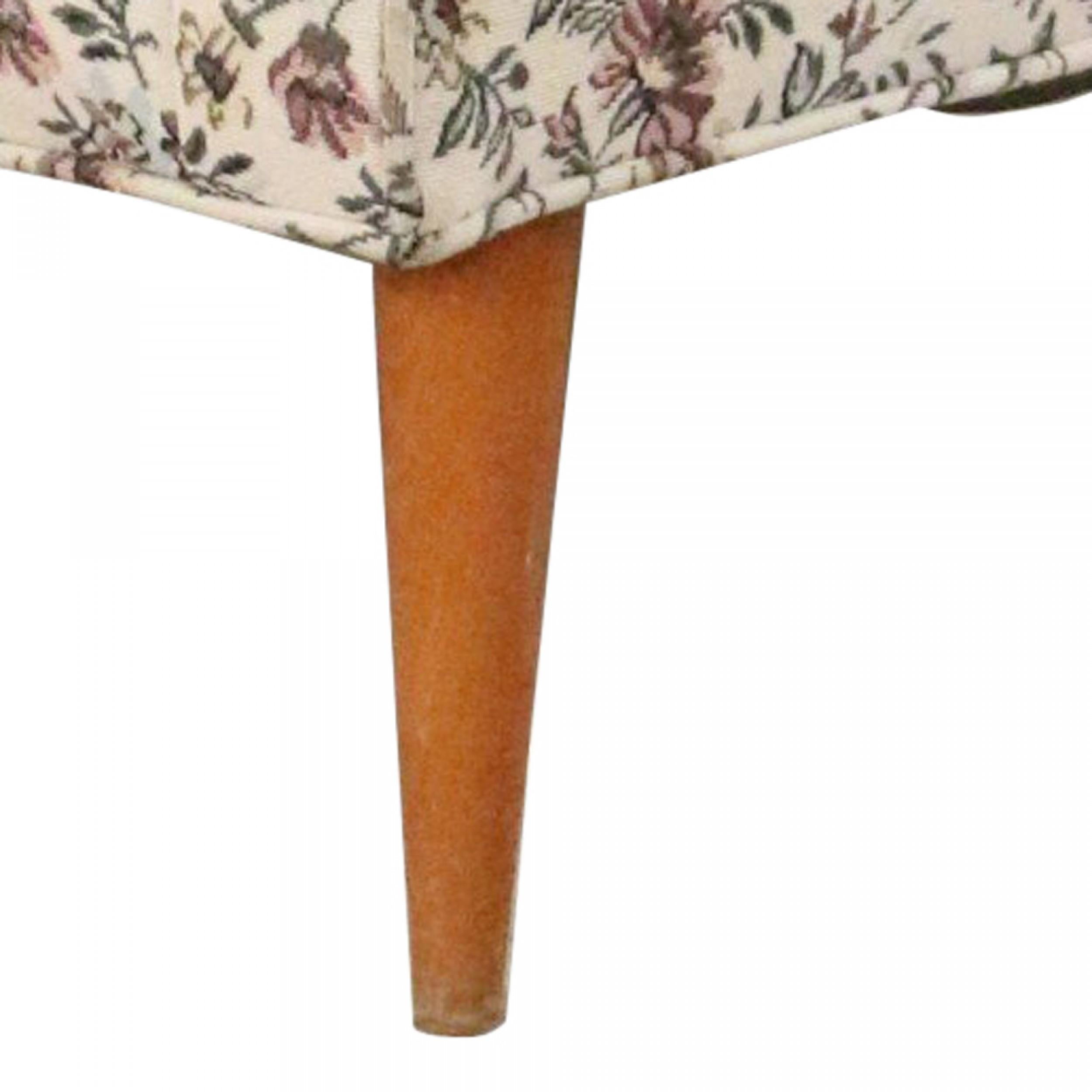 Unknown Paul McCobb Style Mid-Century Modern Beige Floral Upholstered Lounge/Armchair For Sale