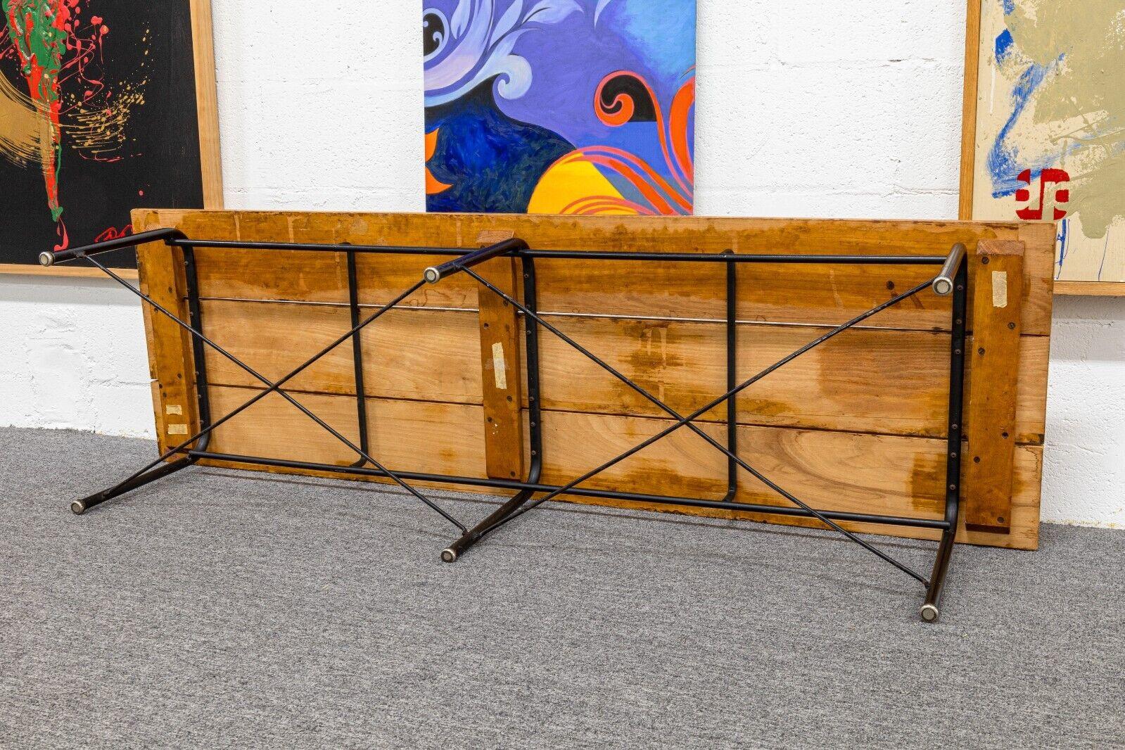 Paul McCobb Style Mid Century Modern Metal and Wood Bench For Sale 4