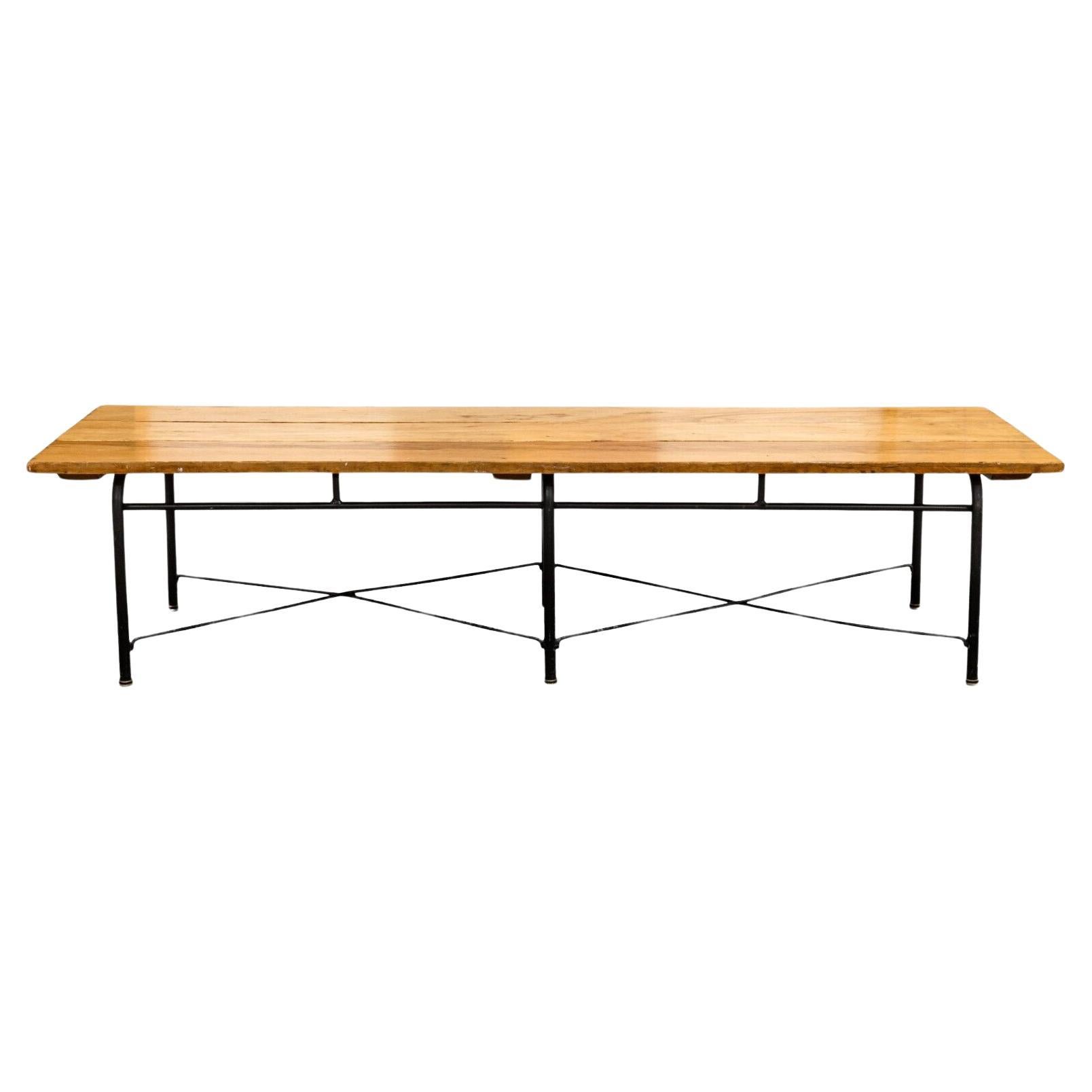 Paul McCobb Style Mid Century Modern Metal and Wood Bench For Sale
