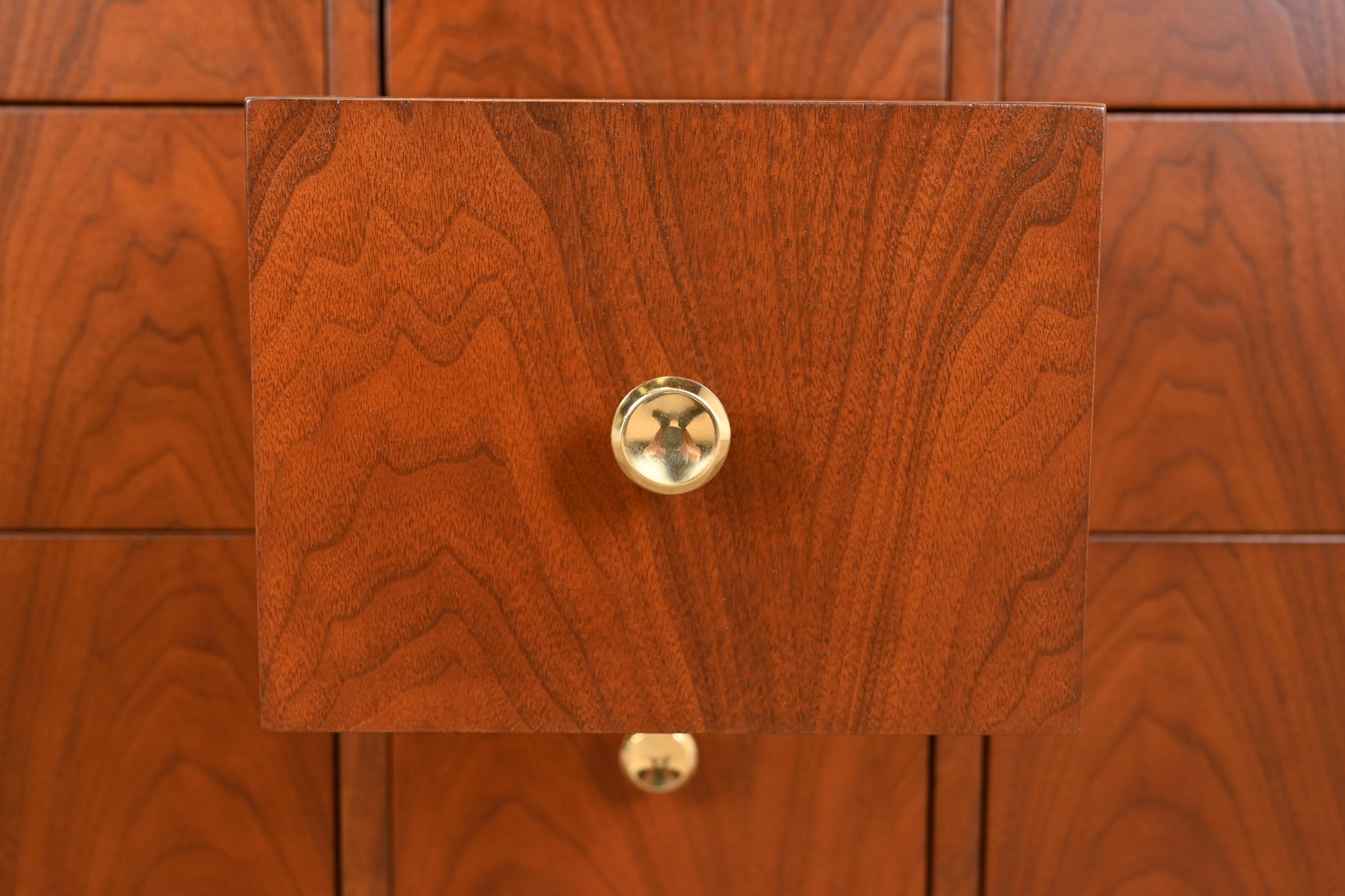 Paul McCobb Style Mid-Century Modern Walnut Triple Dresser, Newly Refinished 5