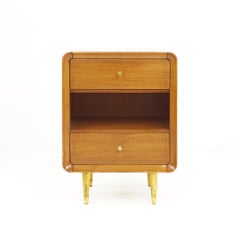 Cavalier Mid-Century Walnut and Brass 2 Drawer Nightstand